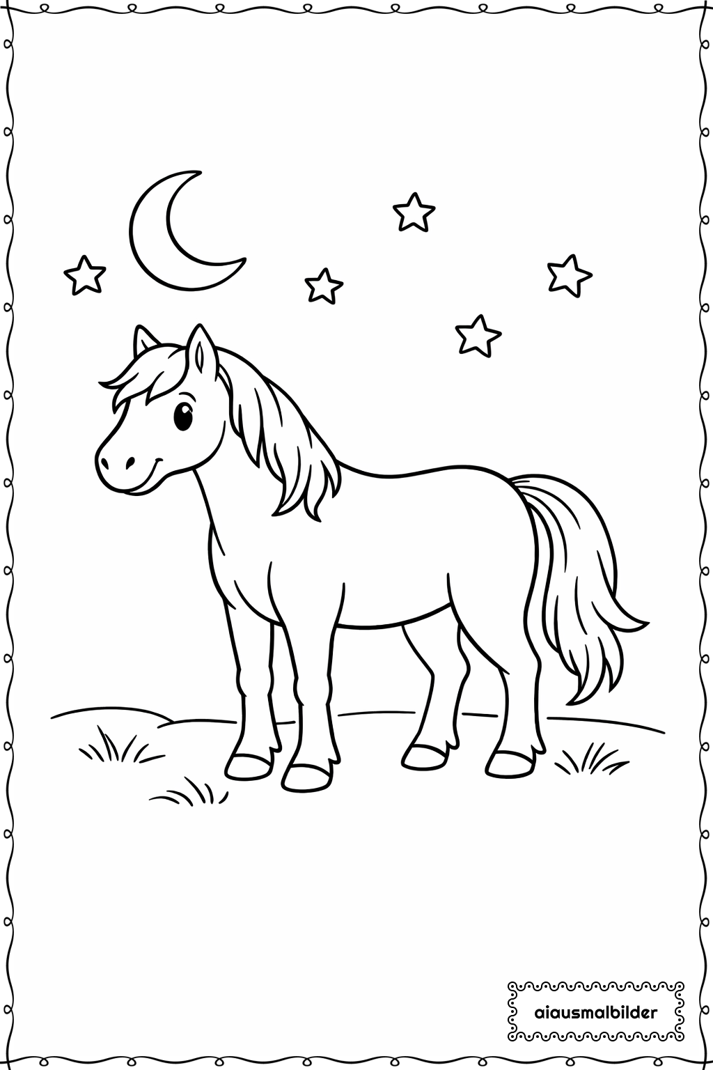 Pferd In Der Nacht Ausmalseite