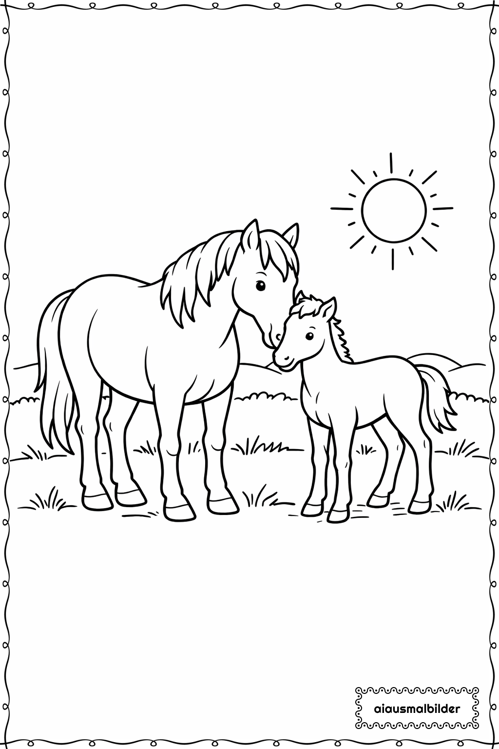 Pferd Mit Fohlen Ausmalseite