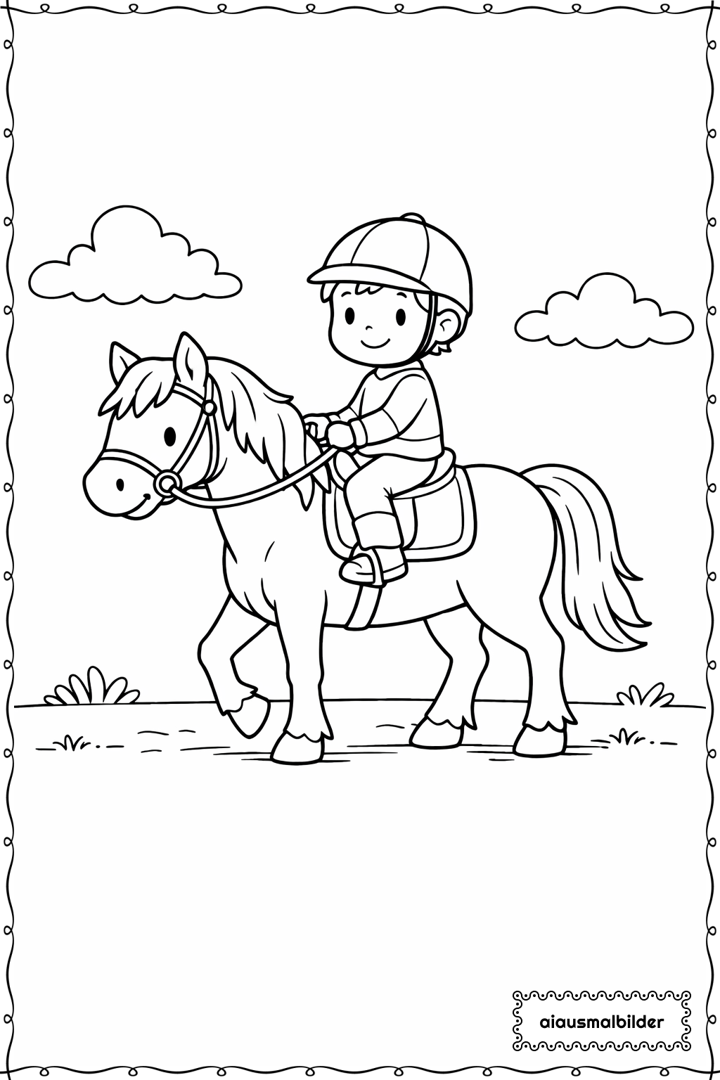 Pferd Mit Reiterkind Ausmalseite