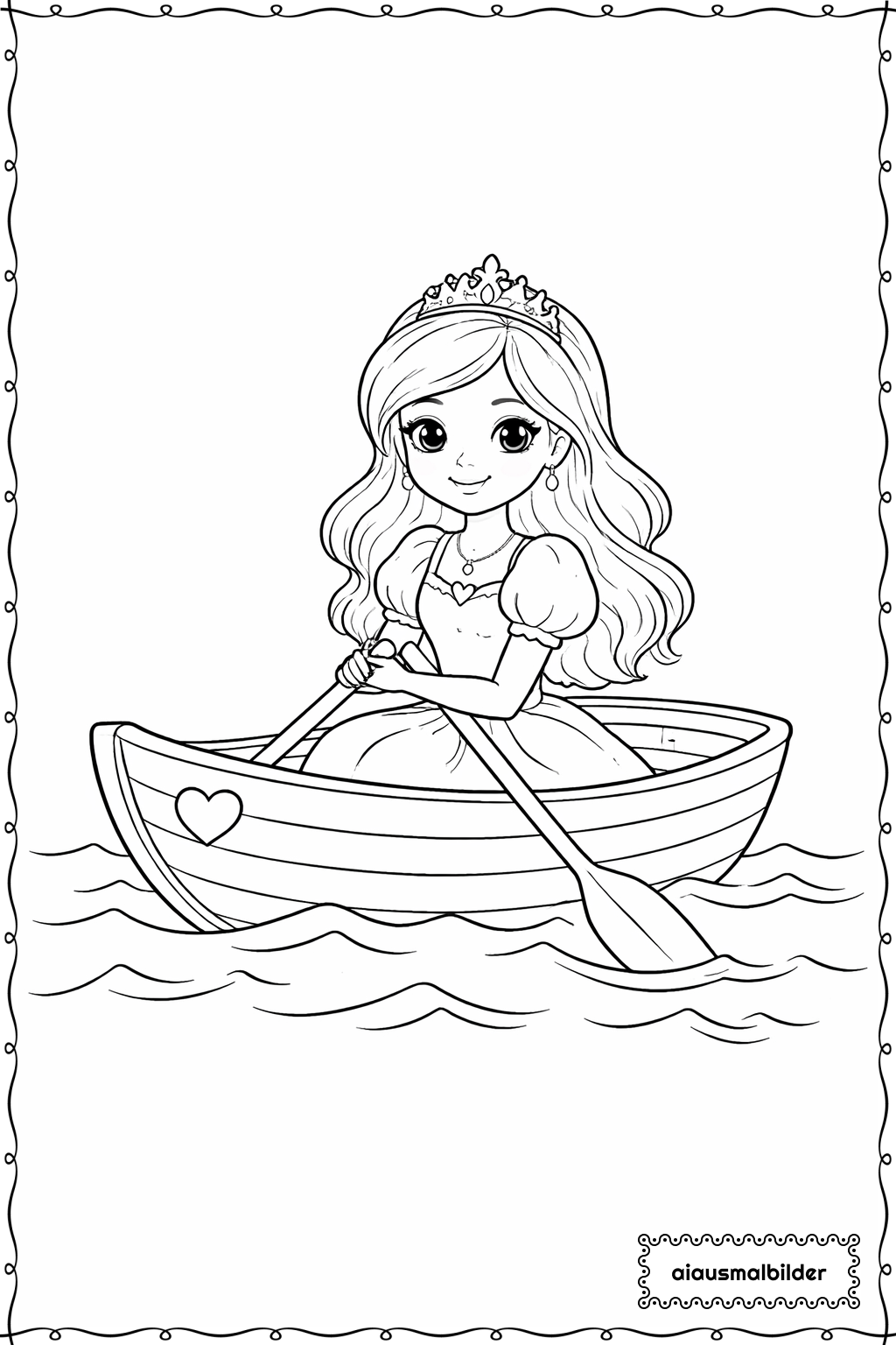  Prinzessin im Boot Ausmalseite 