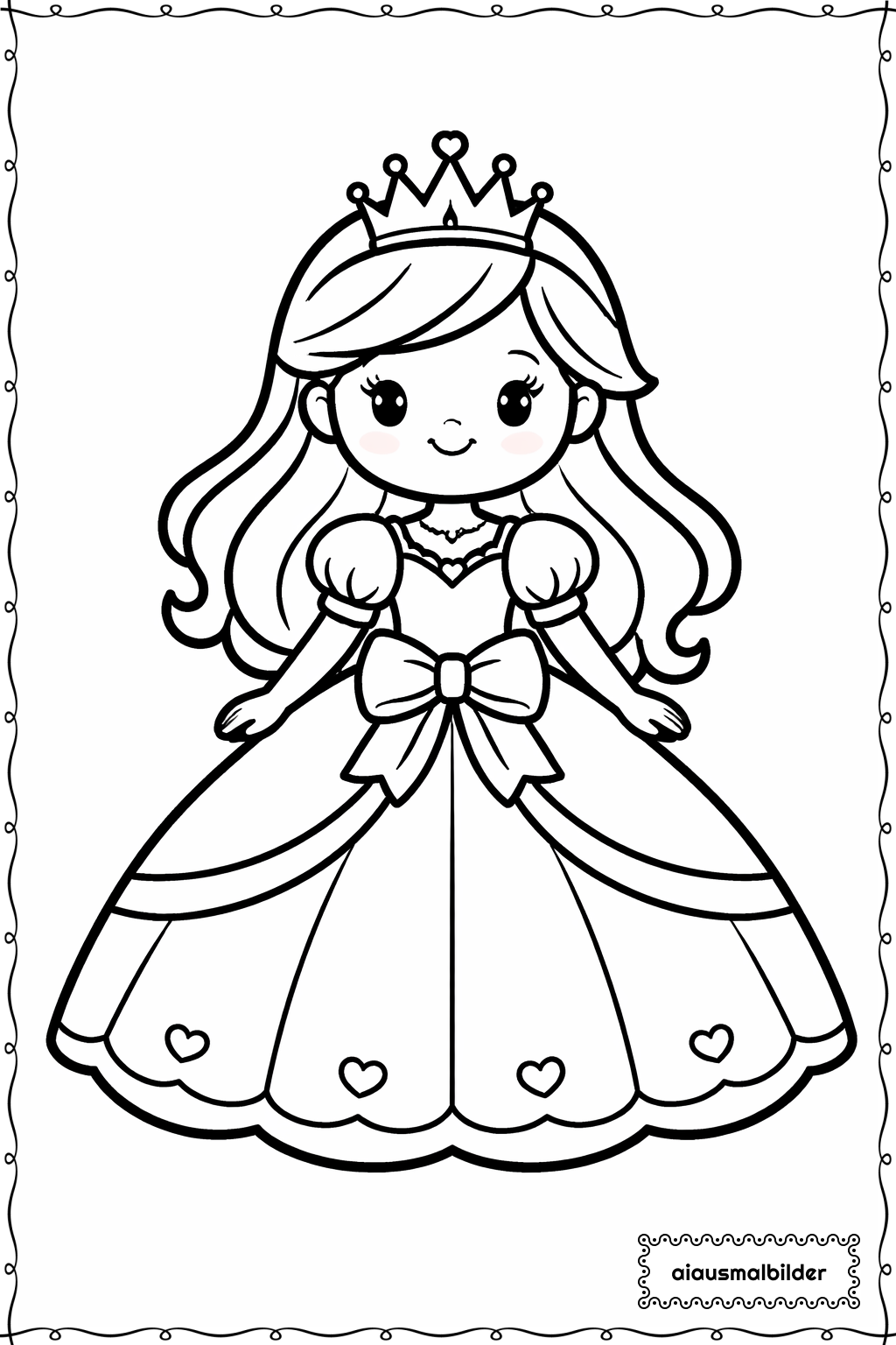  Prinzessin im Kleid Ausmalseite 