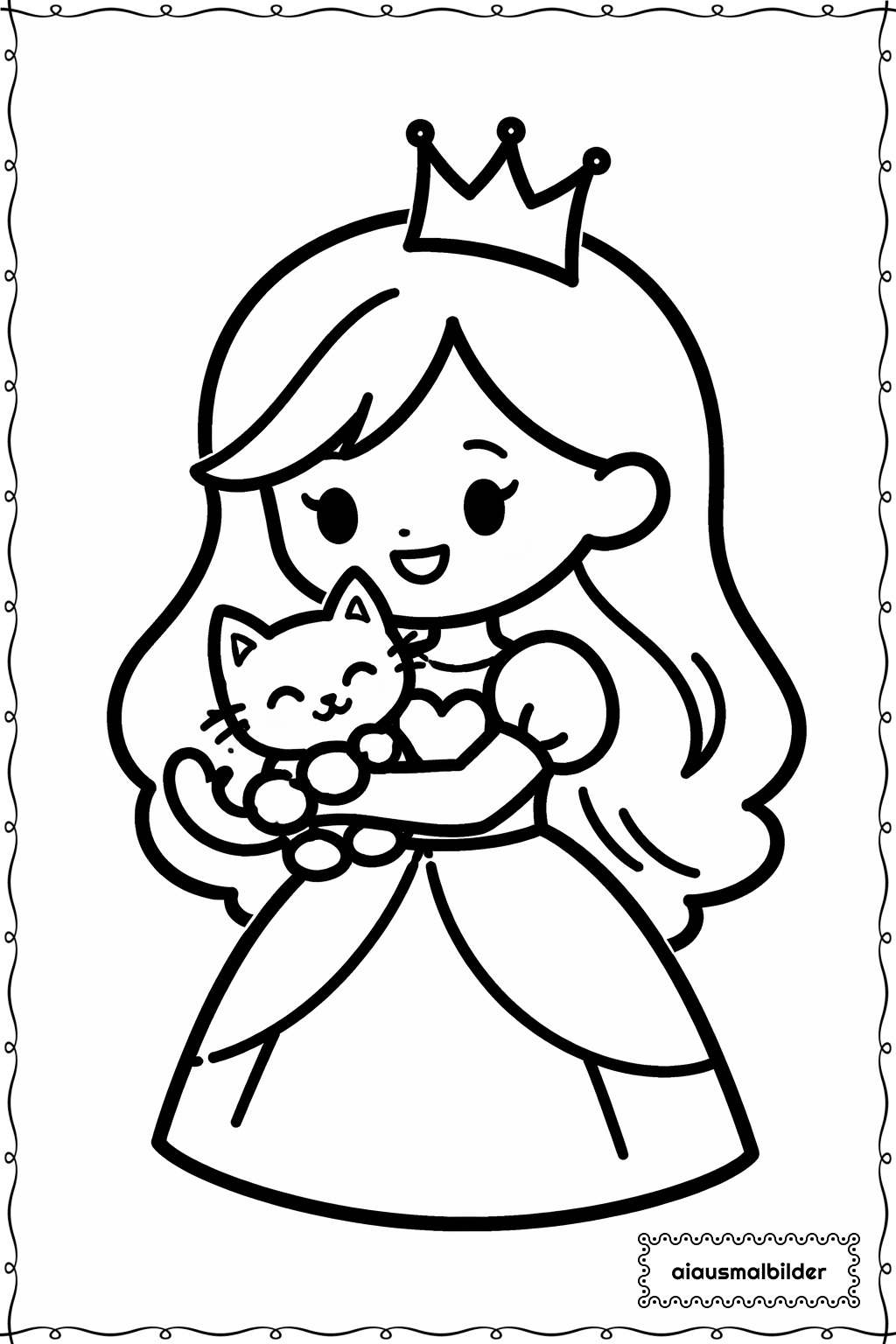  Prinzessin mit Haustier Ausmalseite 