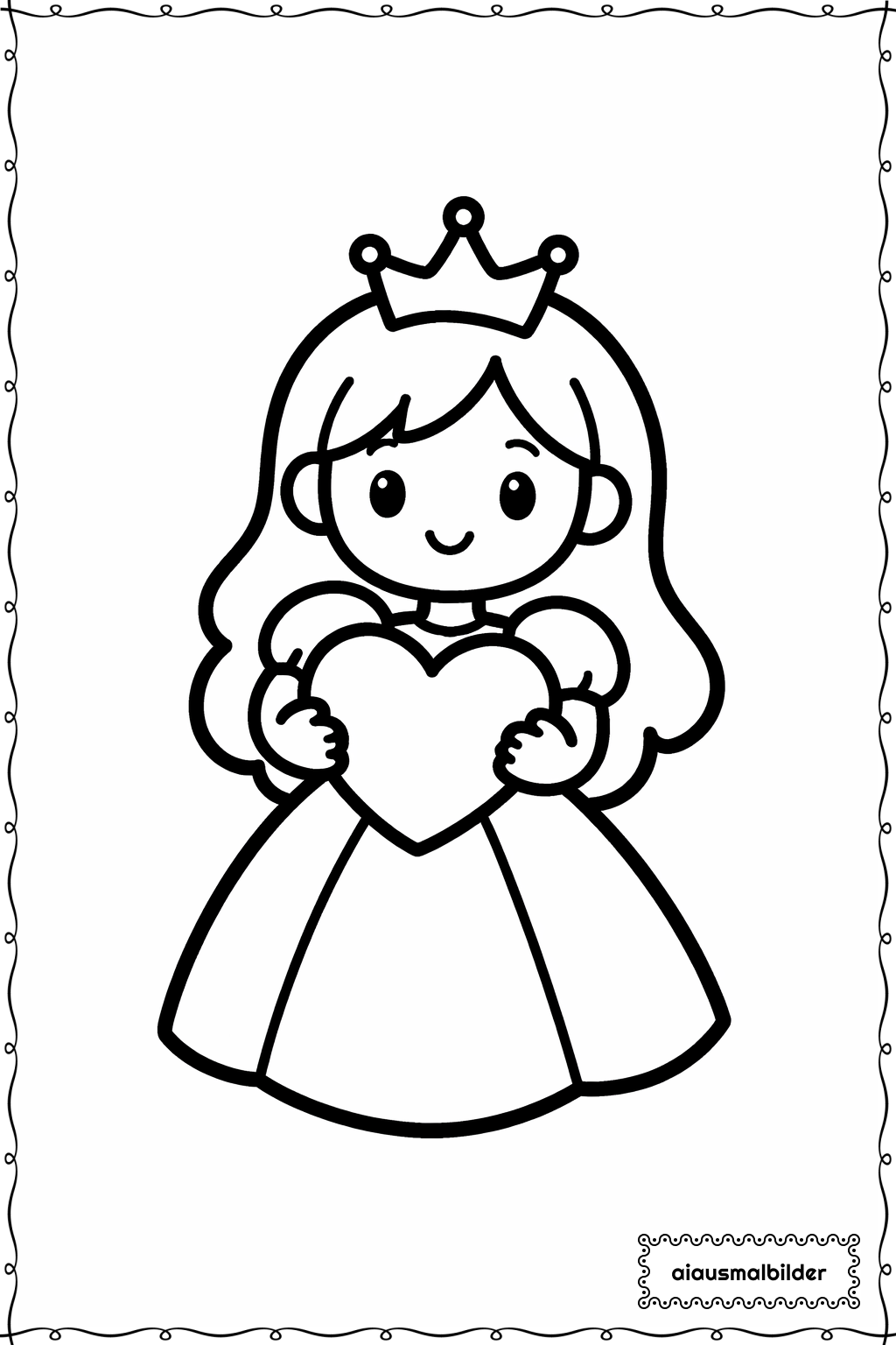  Prinzessin mit Herz Ausmalseite 