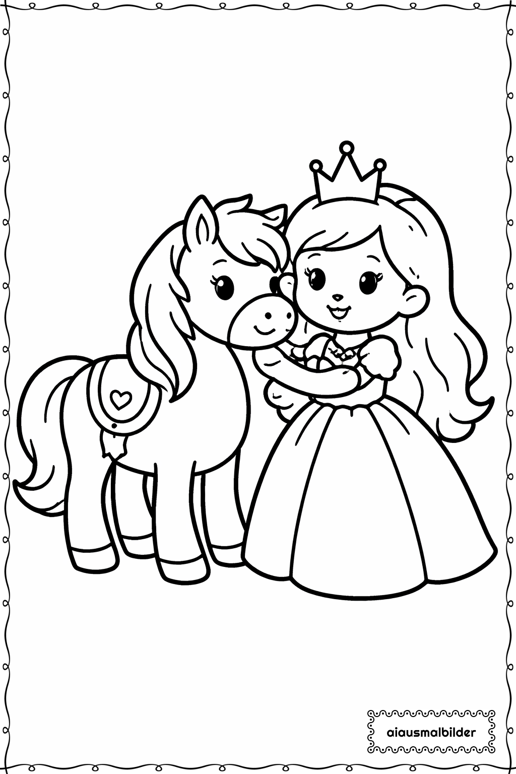  Prinzessin mit Pony Ausmalseite 