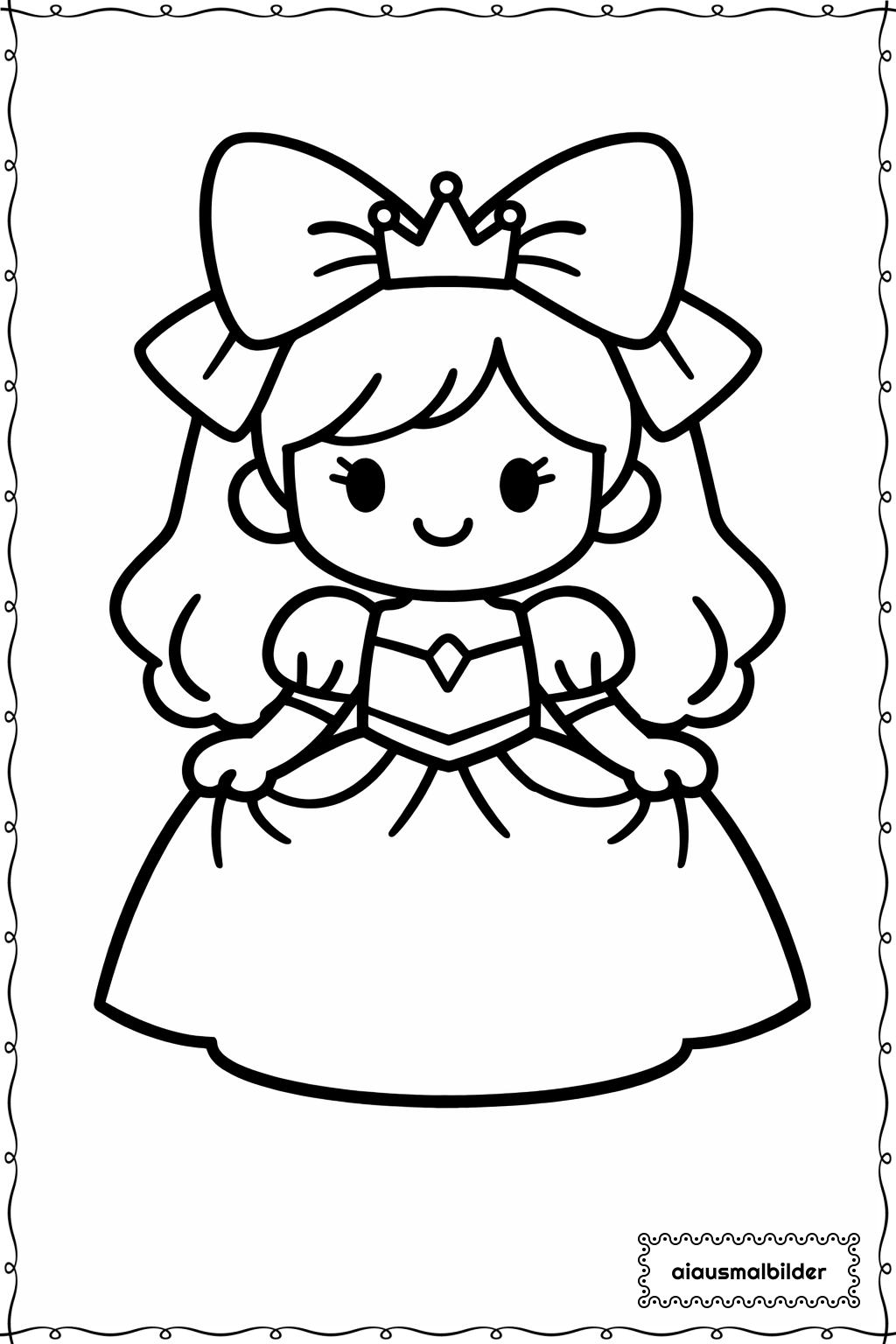  Prinzessin mit Schleife Ausmalseite 