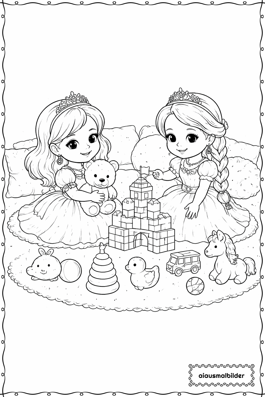 Prinzessin mit Schwester Ausmalseite