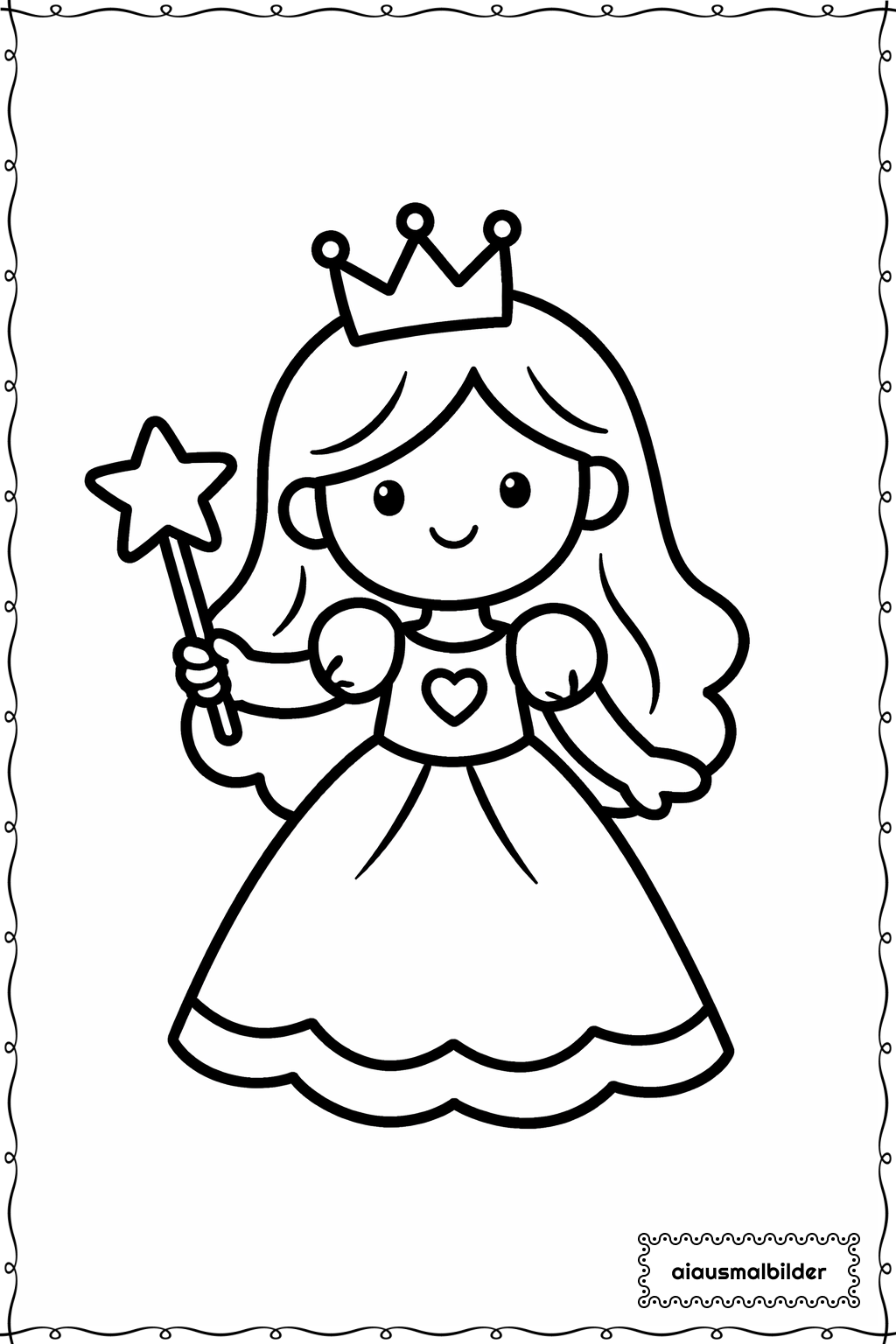 Prinzessin mit Stern Ausmalseite