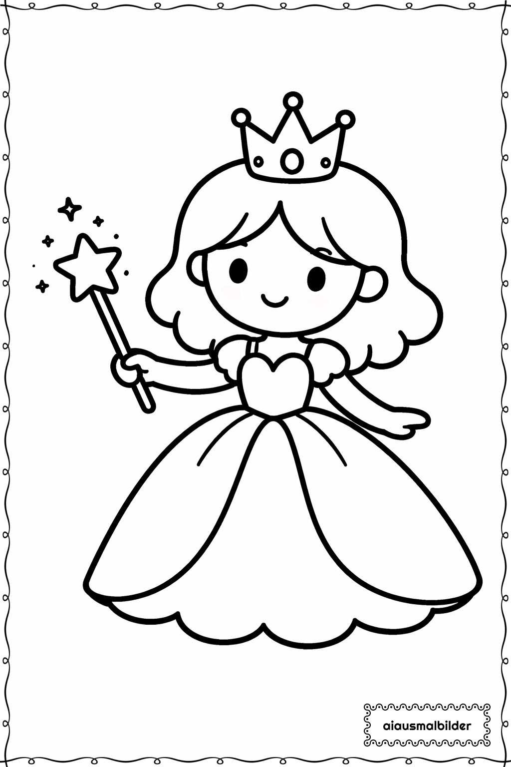  Prinzessin mit Zauberstab Ausmalseite 