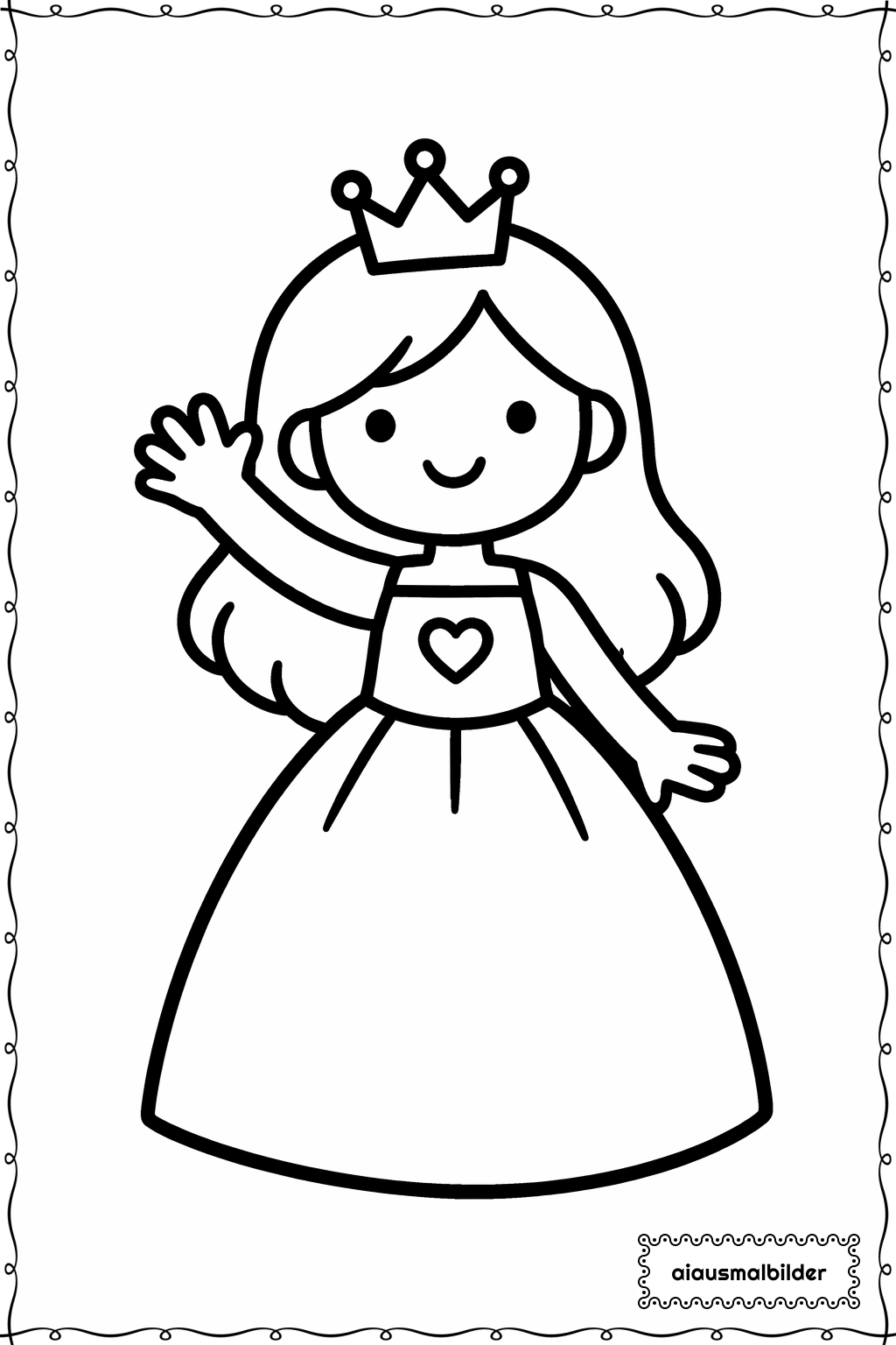  Prinzessin winkt Ausmalseite 