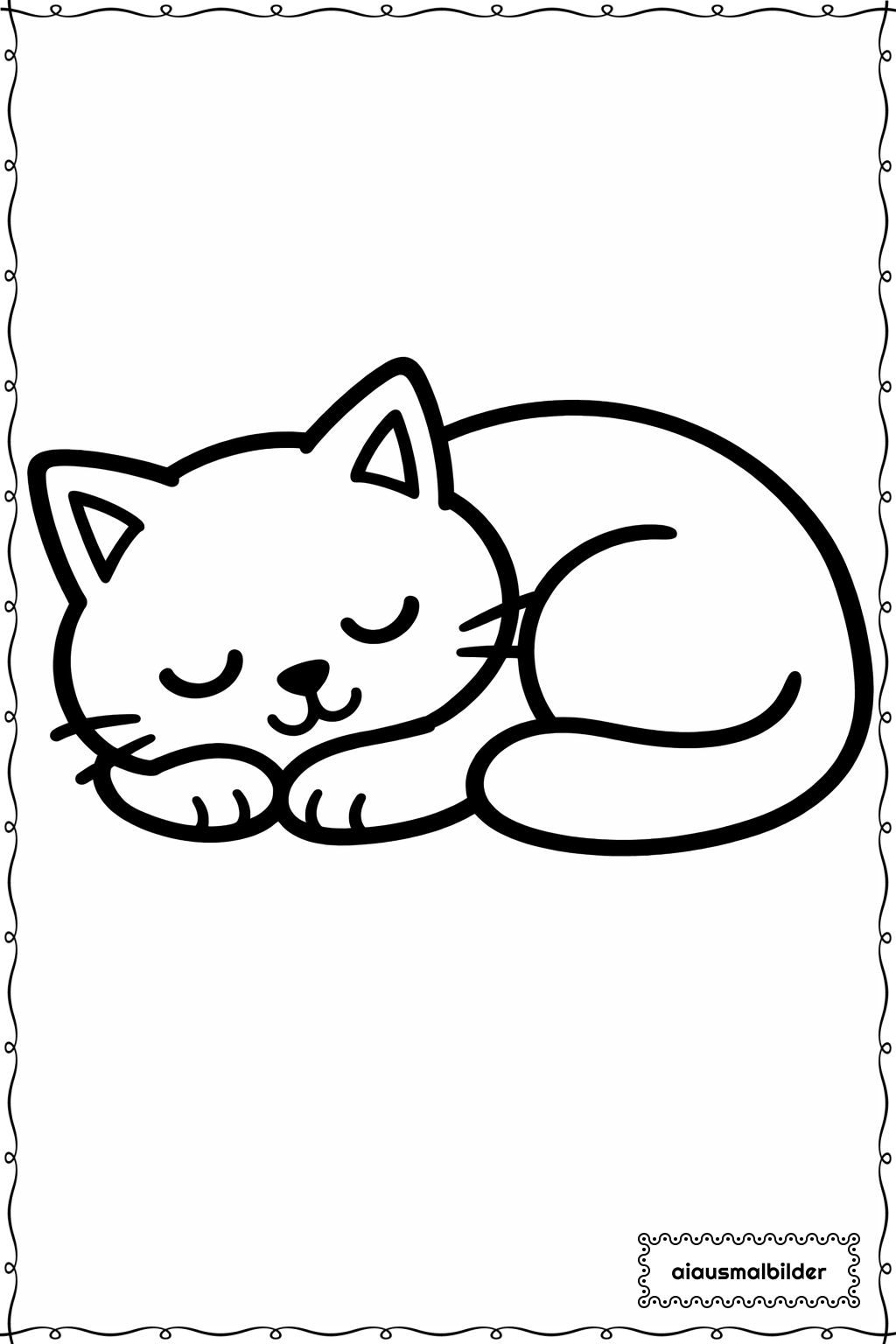  Schlafende Katze Ausmalseite 