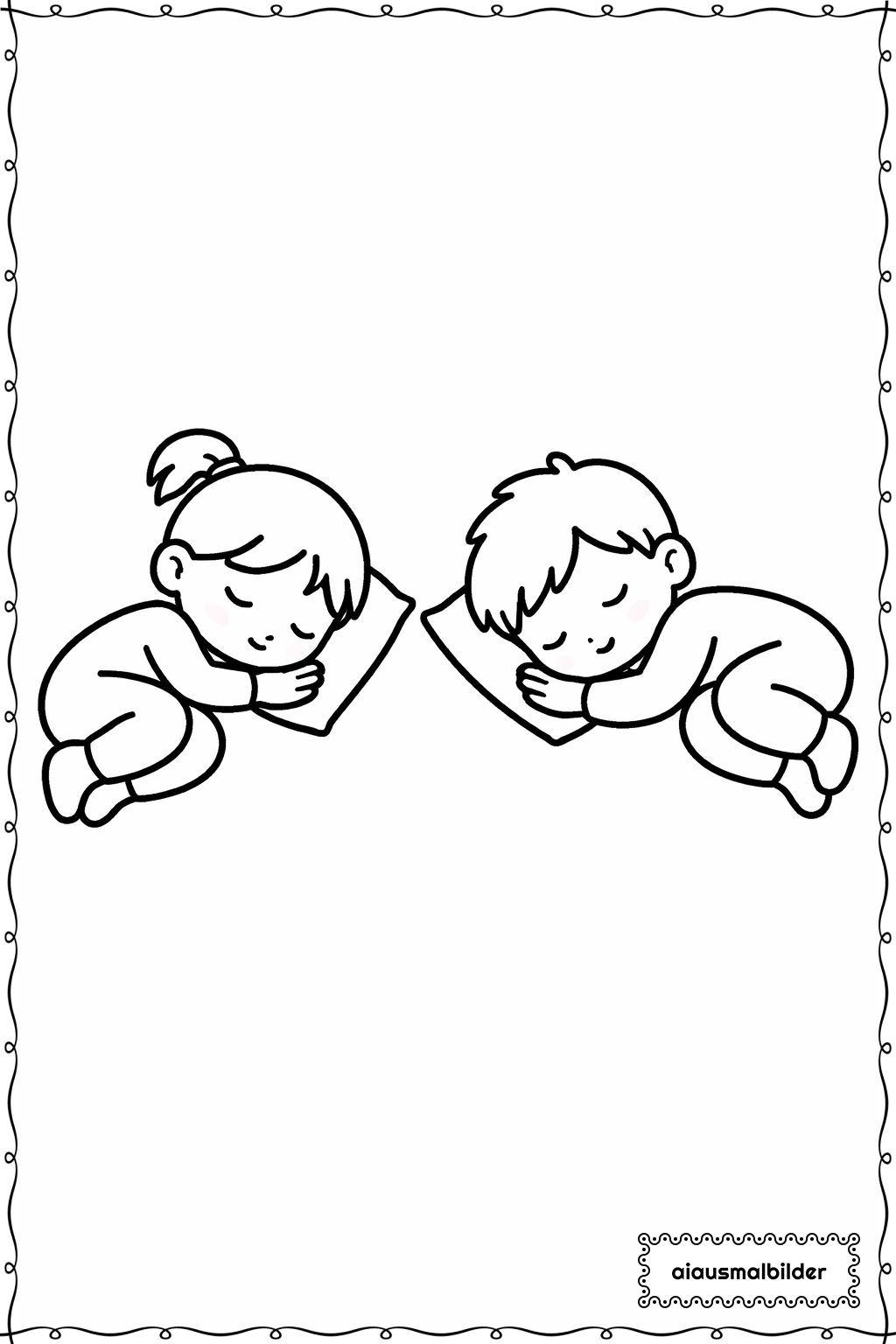  Schlafende Kinder Ausmalseite 