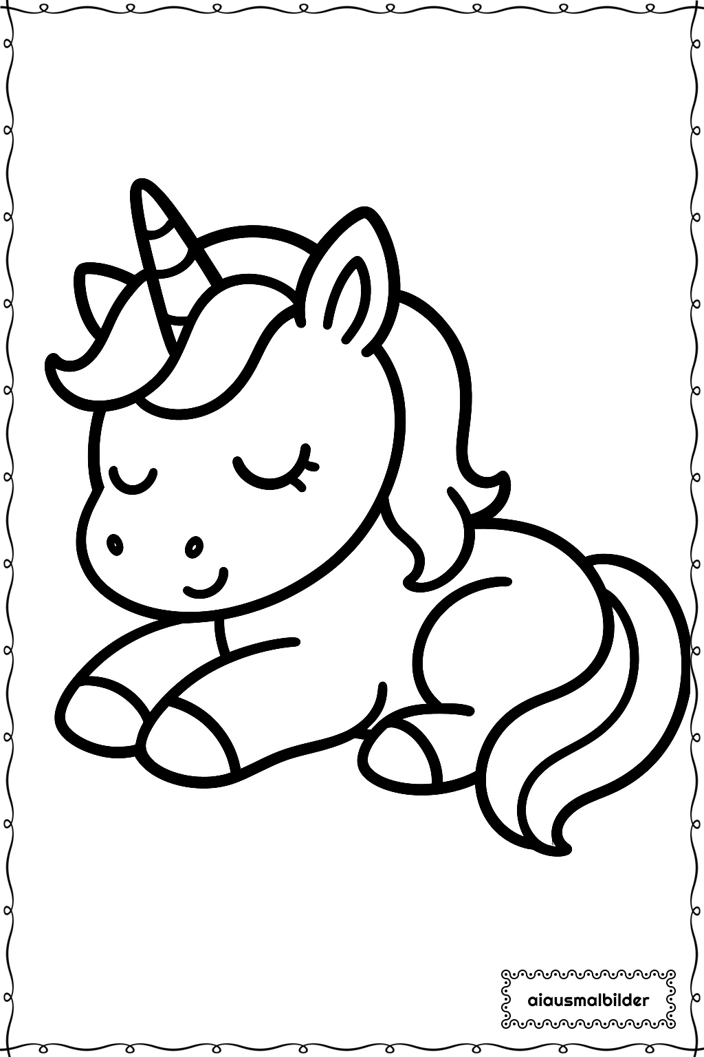  Schlafendes Einhorn Ausmalseite 