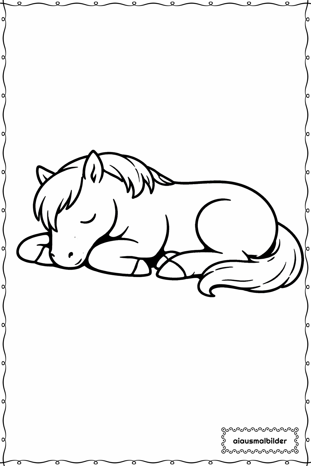 Schlafendes Pferd Ausmalseite