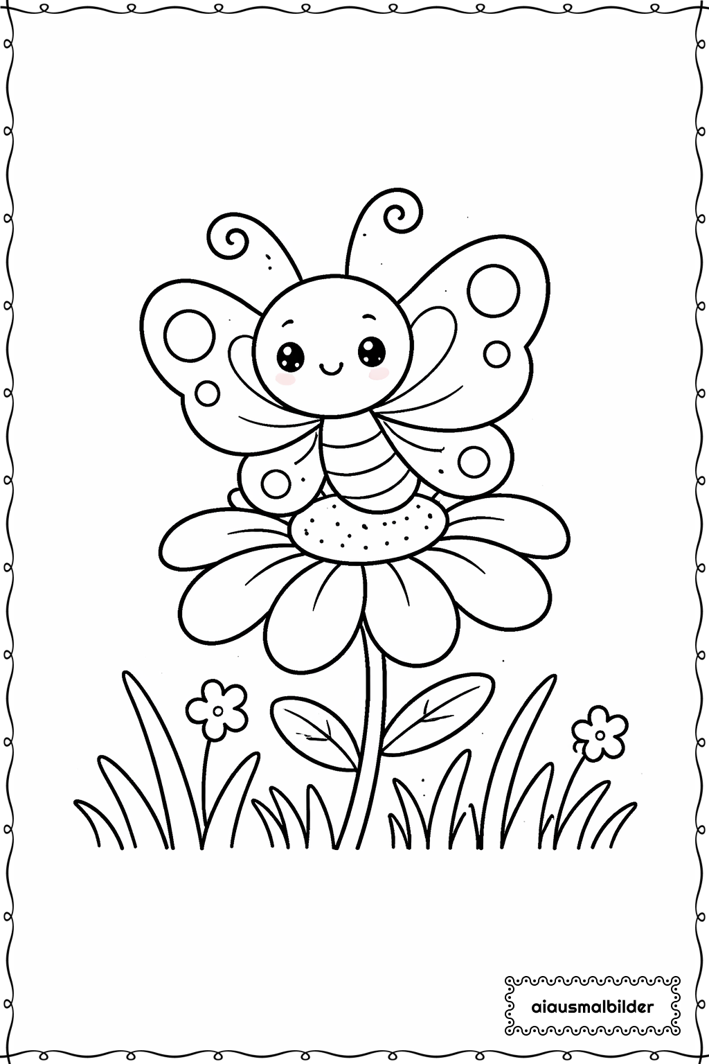  Schmetterling auf Blume Ausmalseite 