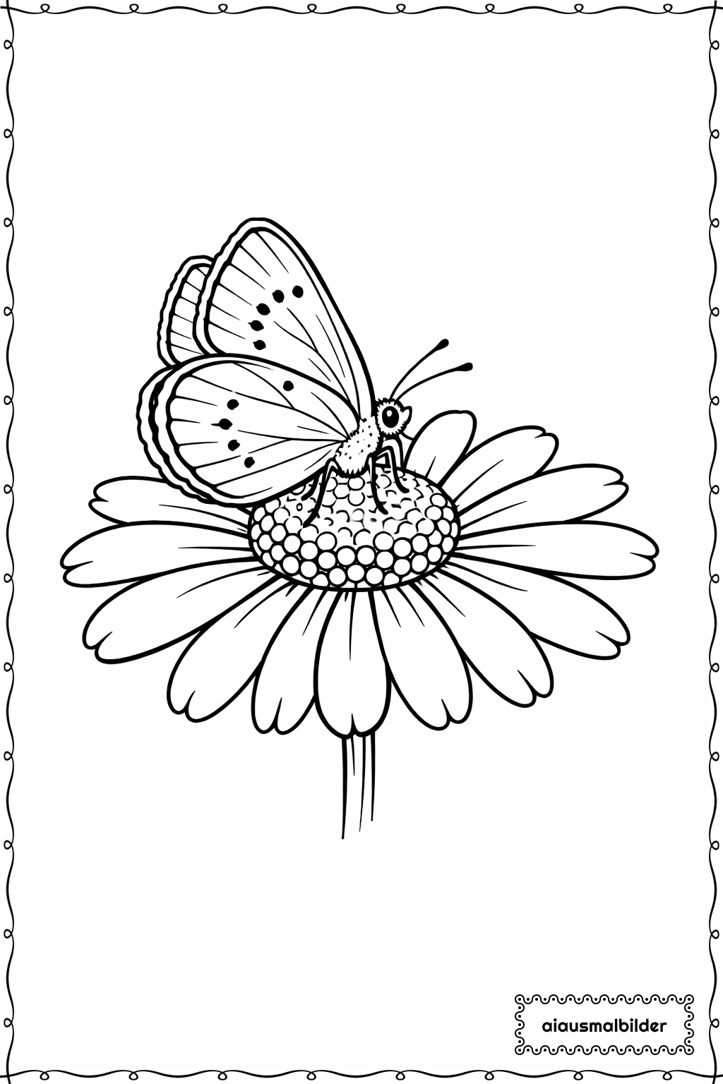  Schmetterling auf Gänseblümchen Ausmalseite 