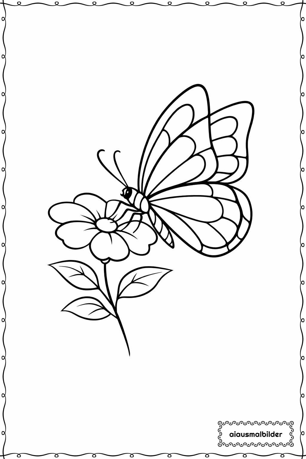  Schmetterling beim Landen Ausmalseite 