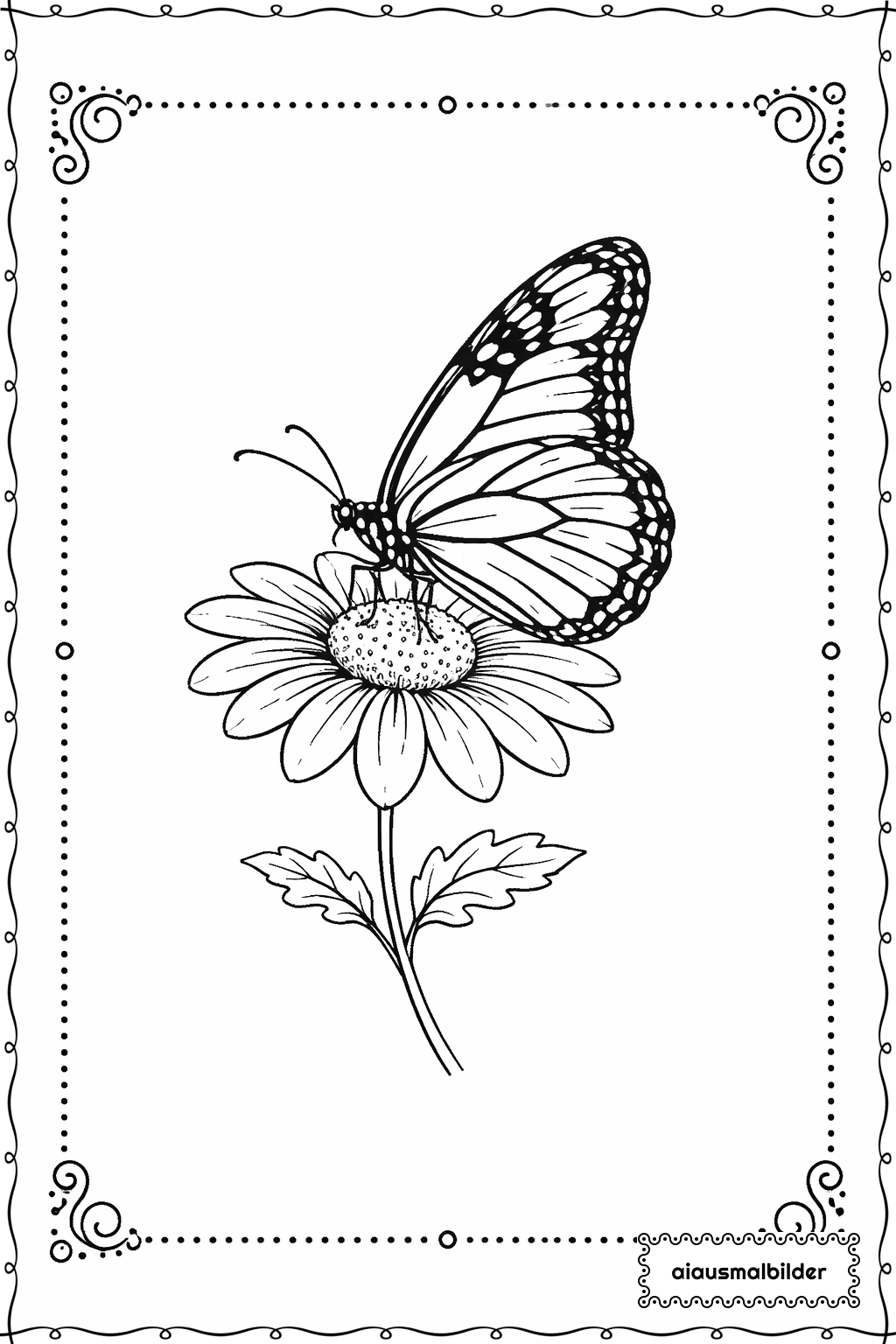  Schmetterling im Rahmen Ausmalseite 