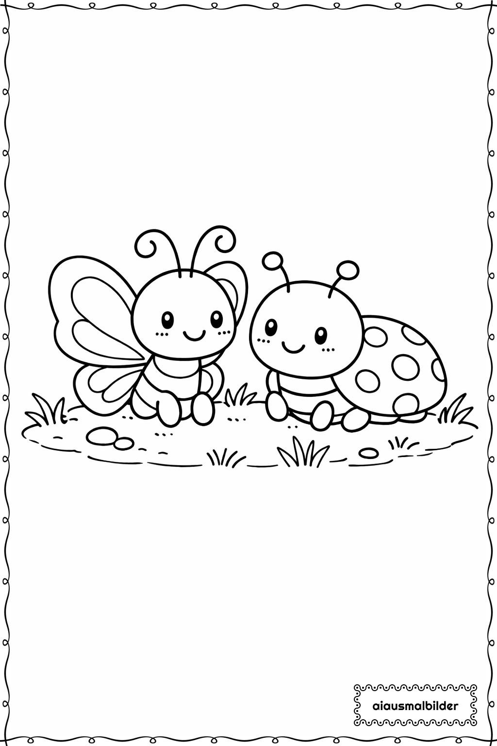  Schmetterling und Marienkäfer Ausmalseite 