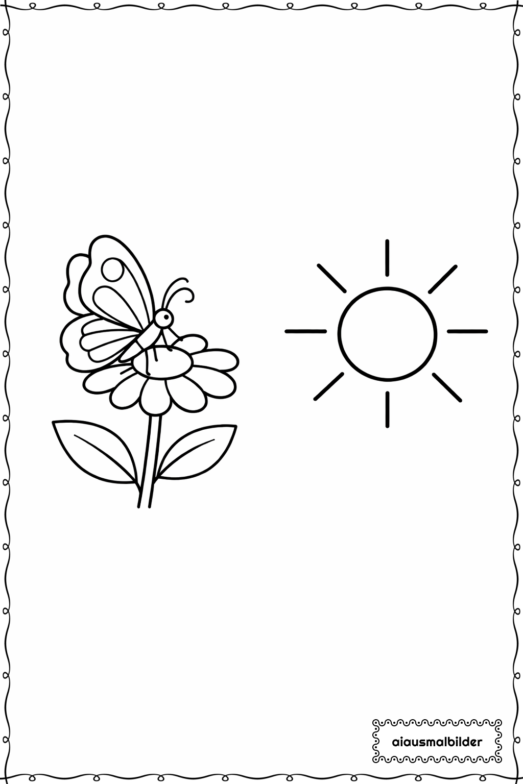  Schmetterling und Sonne Ausmalseite 