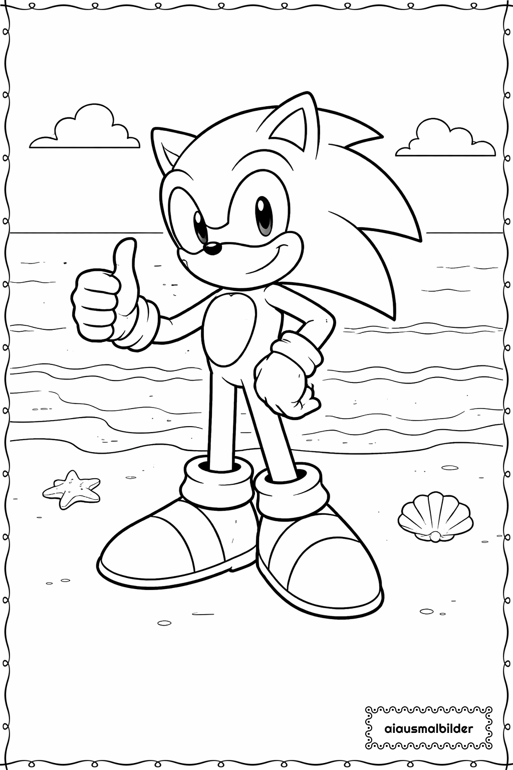  Sonic Am Strand Ausmalseite 