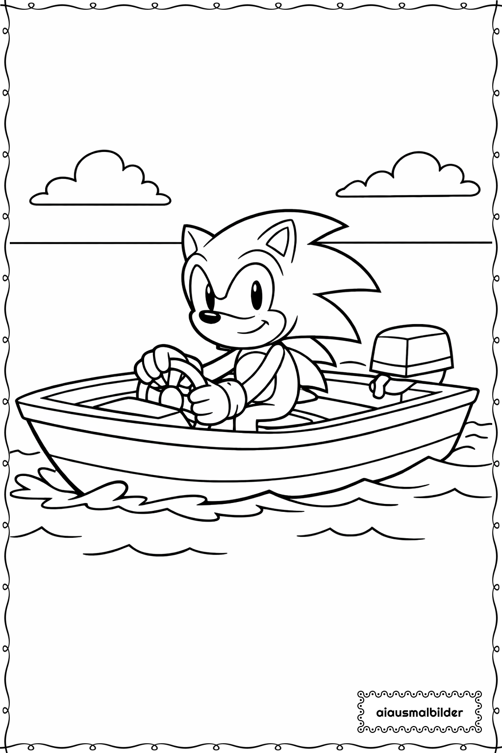 Sonic Auf Boot Ausmalseite 