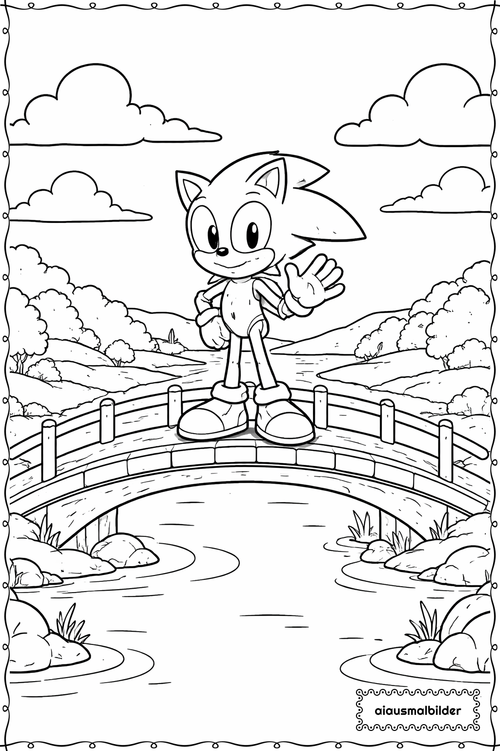  Sonic Auf Brücke Ausmalseite 
