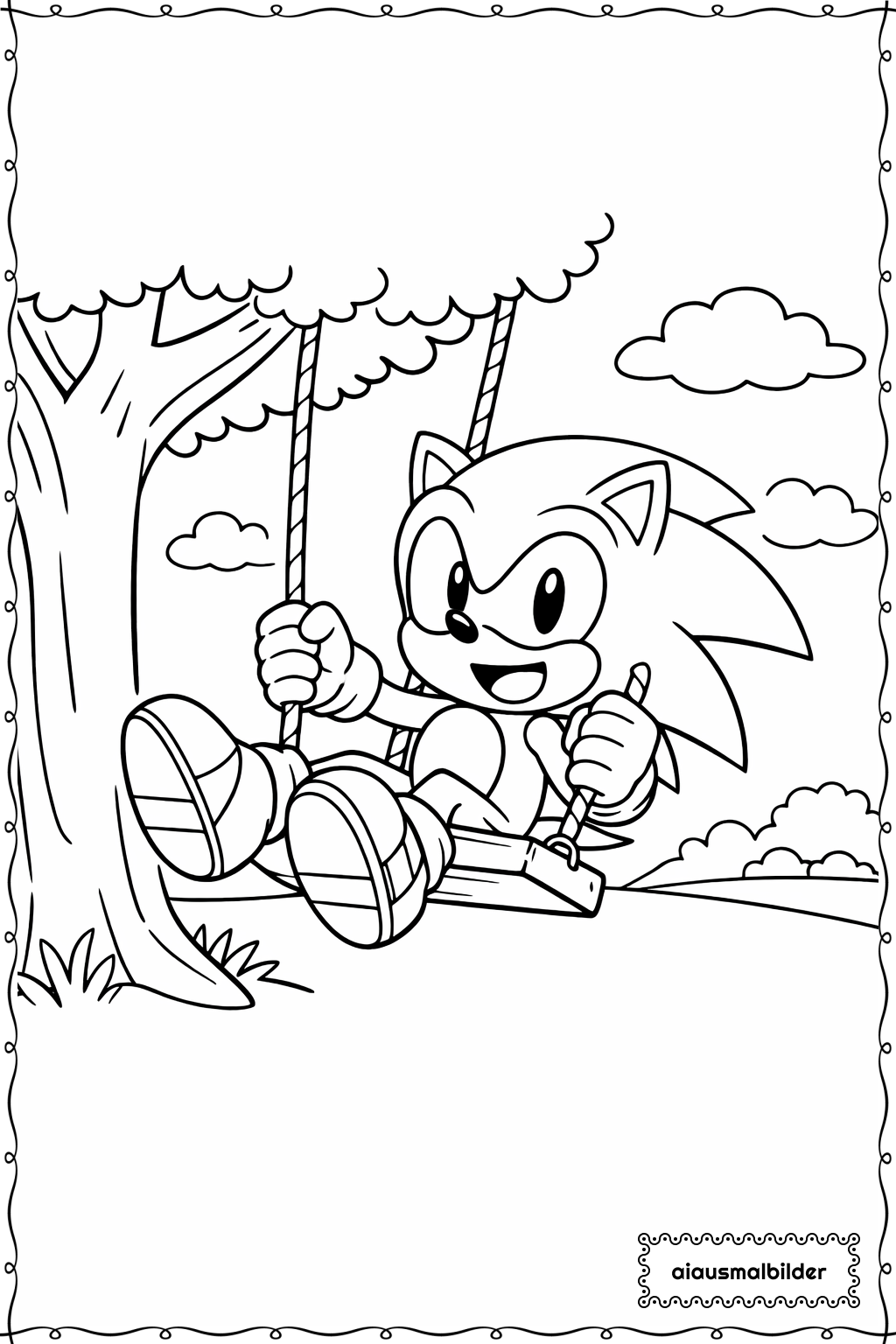  Sonic Auf Schaukel Ausmalseite 