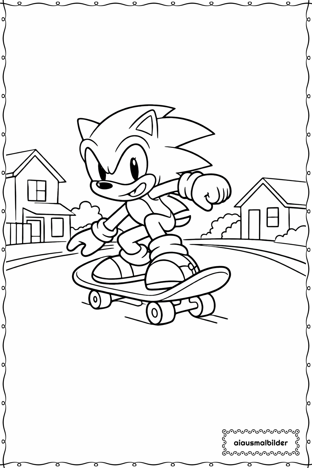  Sonic Auf Skateboard Ausmalseite 