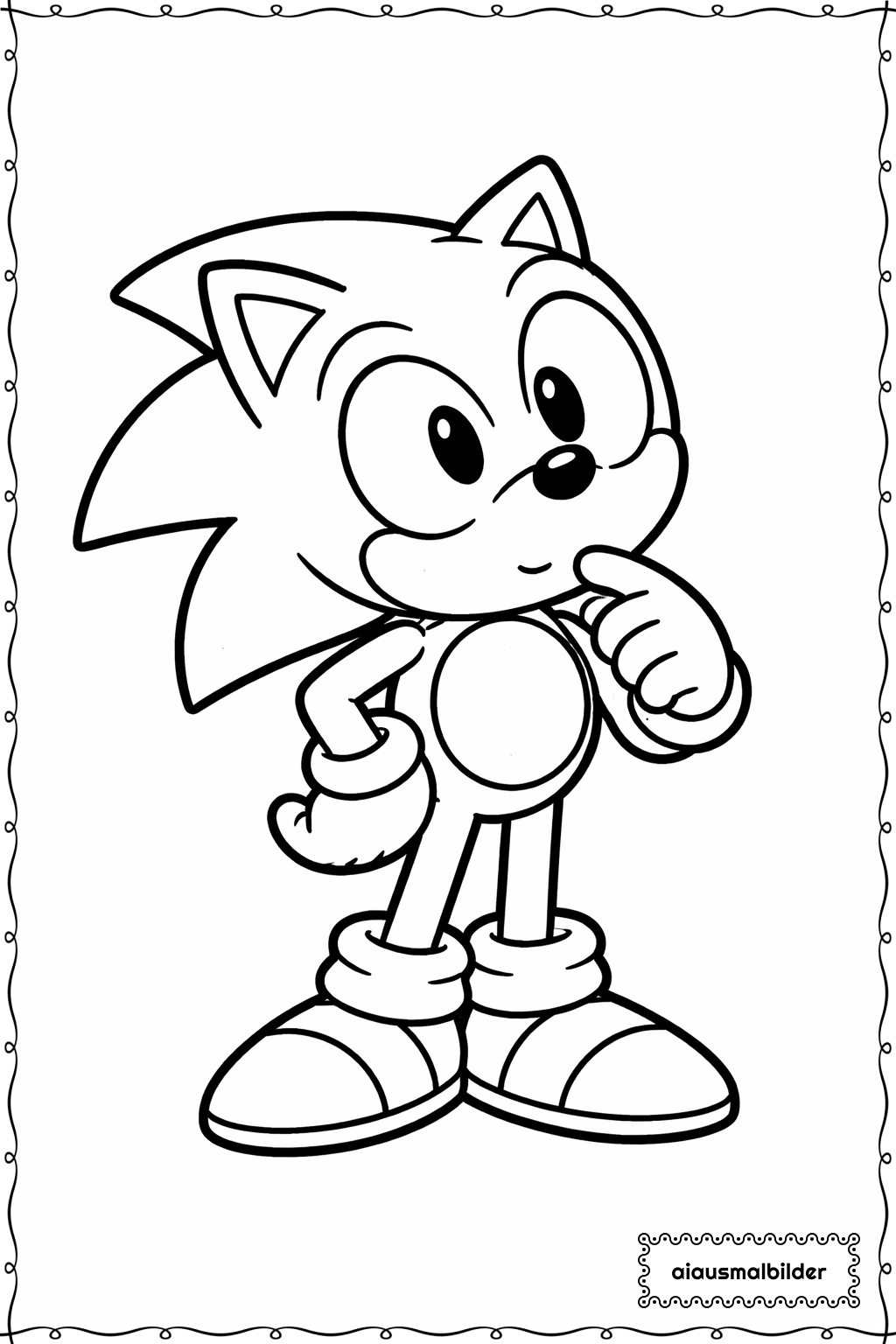  Sonic Blickt Neugierig Ausmalseite 