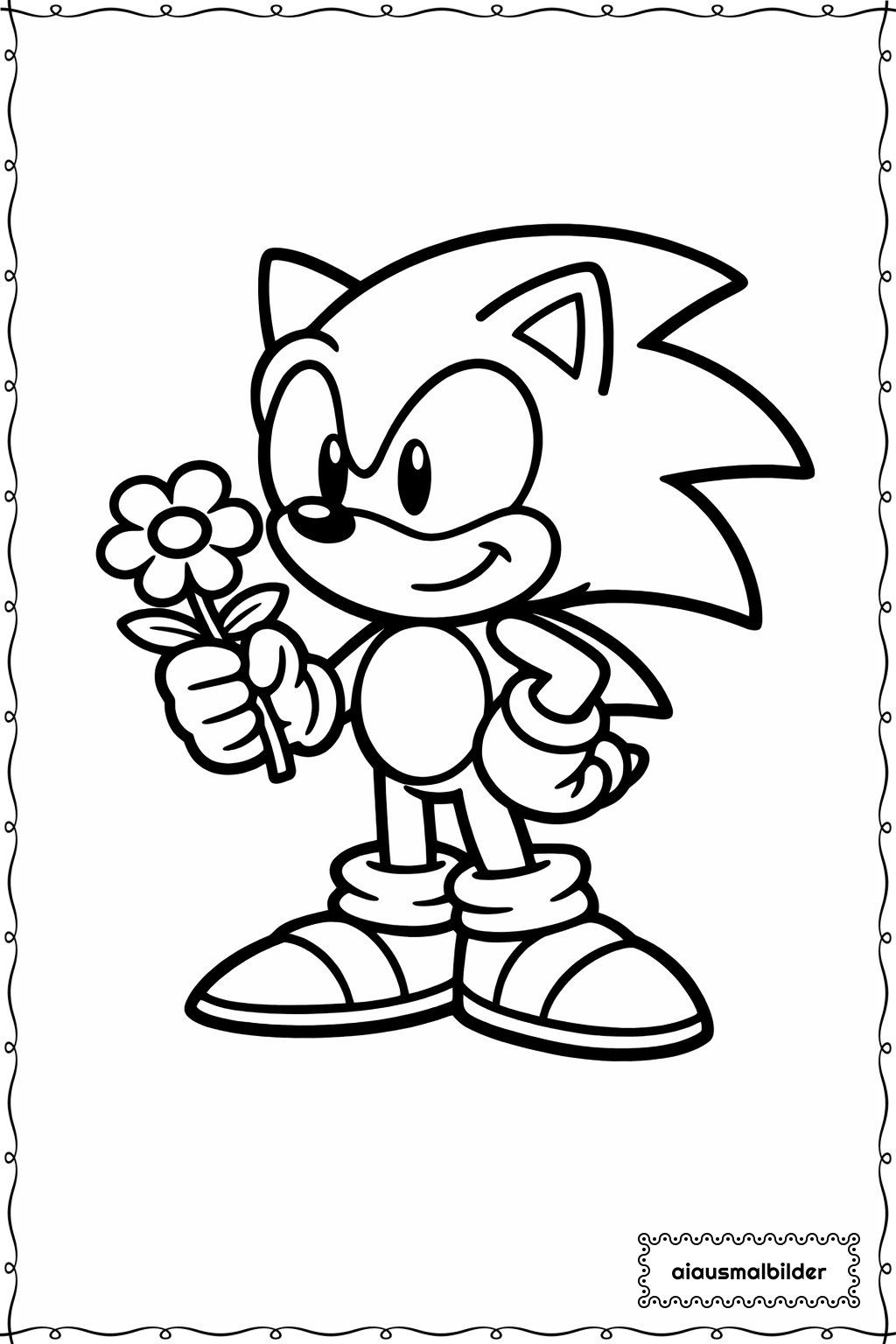  Sonic Hält Blume Ausmalseite 