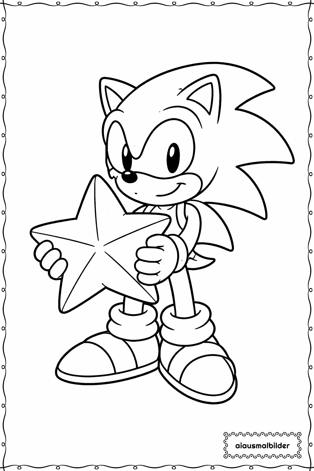  Sonic Hält Stern Ausmalseite 