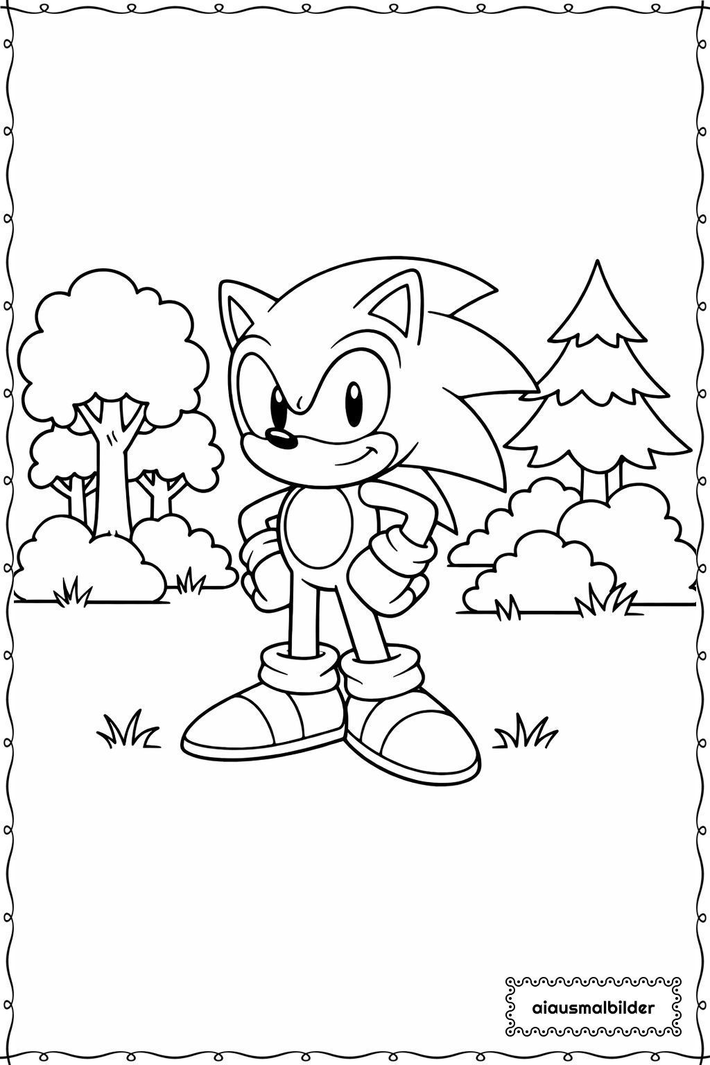 Sonic Im Wald Ausmalseite