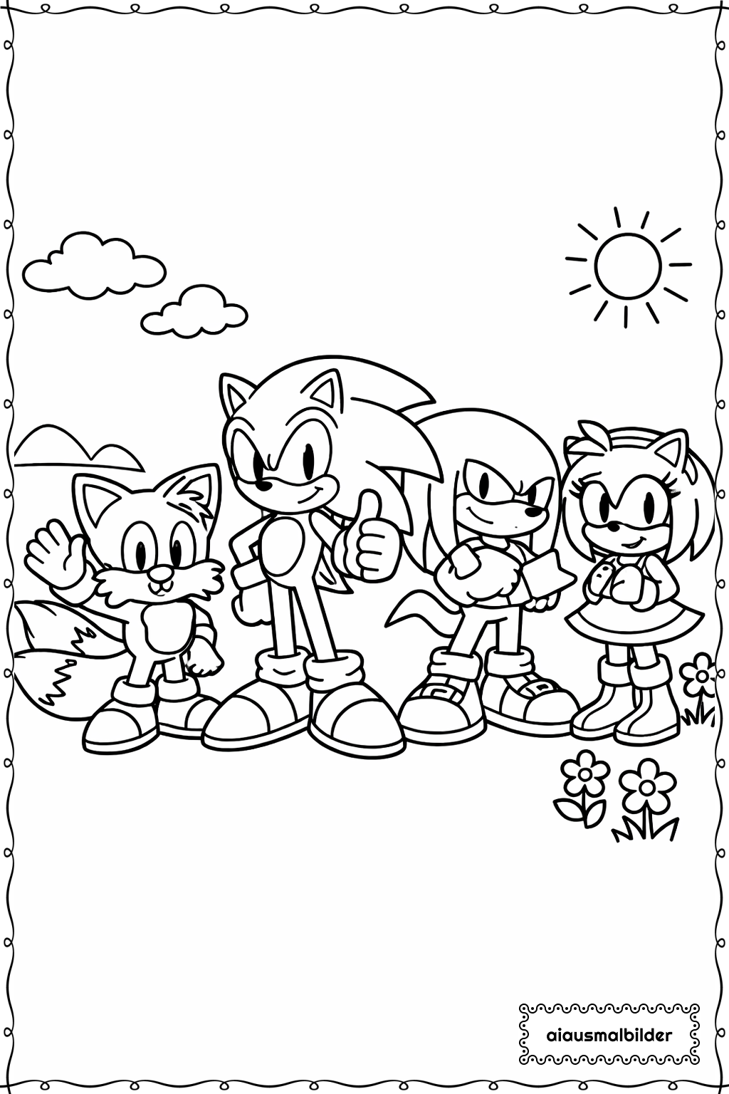  Sonic Mit Freunden Ausmalseite 