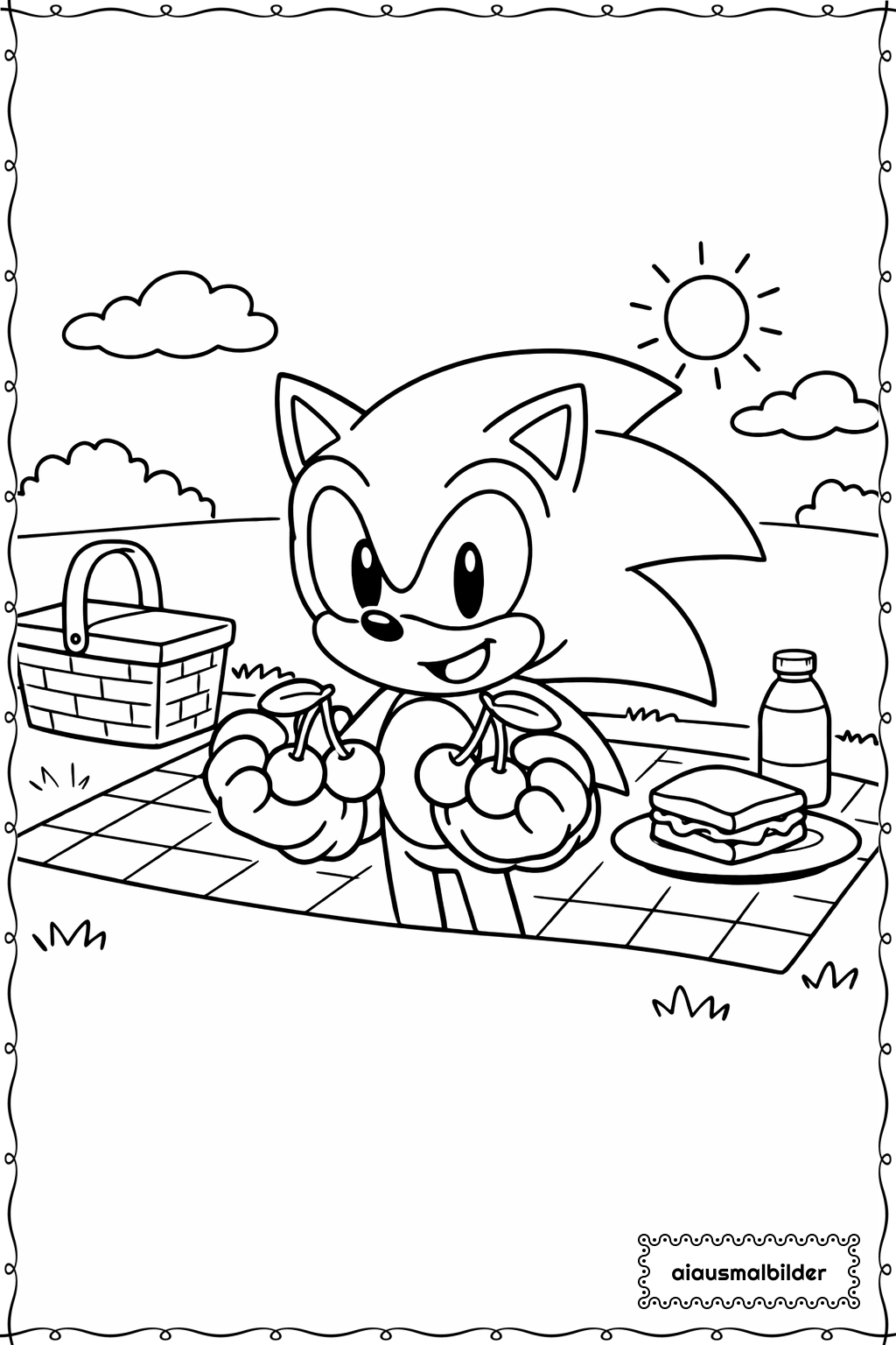  Sonic Mit Kirschen Ausmalseite 