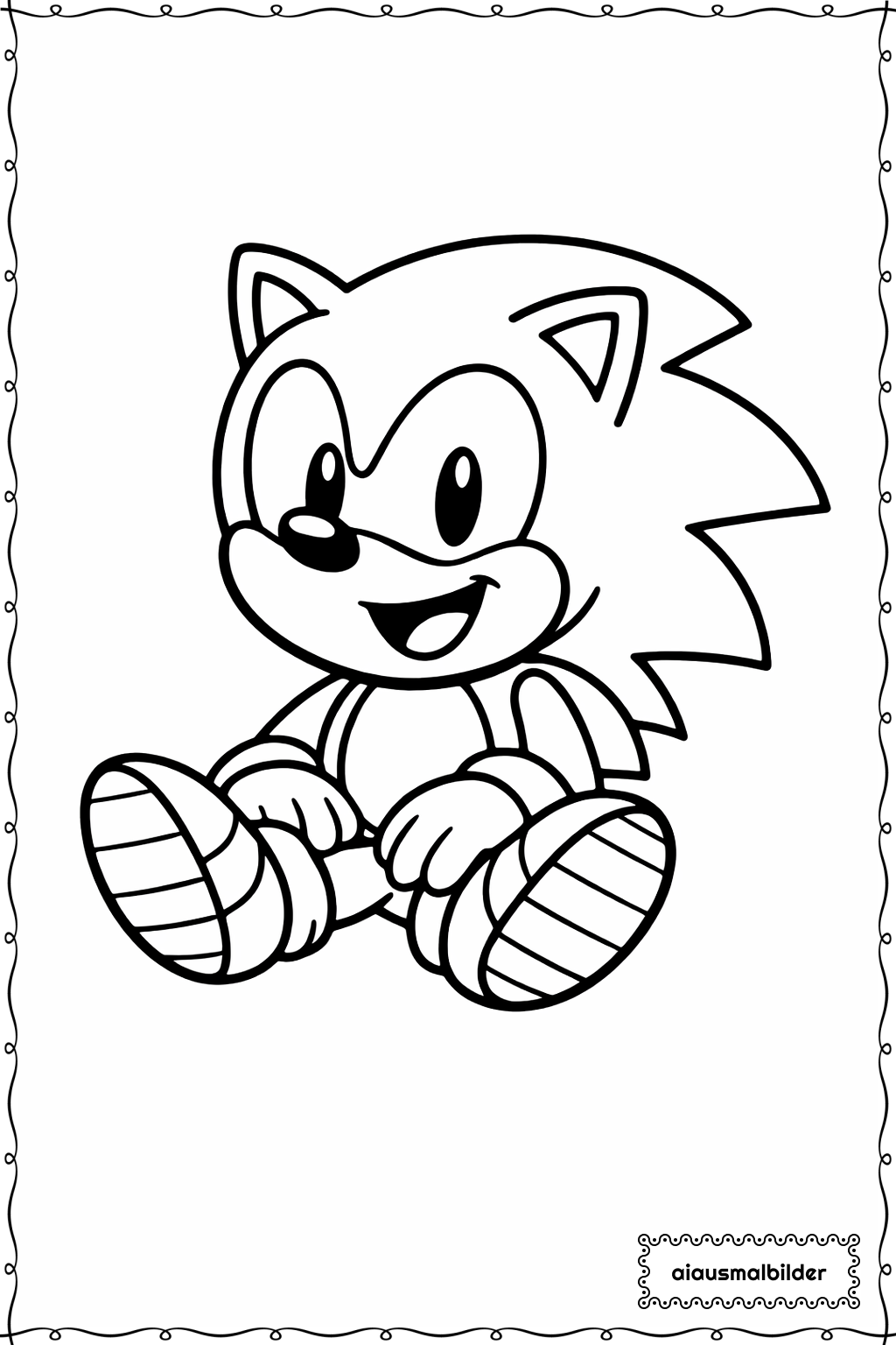 Sonic Sitzt Fröhlich Ausmalseite 