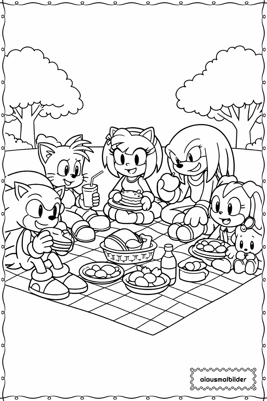  Sonic Und Freunde Picknick Ausmalseite 