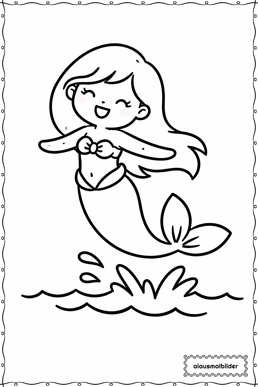  Springende Meerjungfrau Ausmalseite 