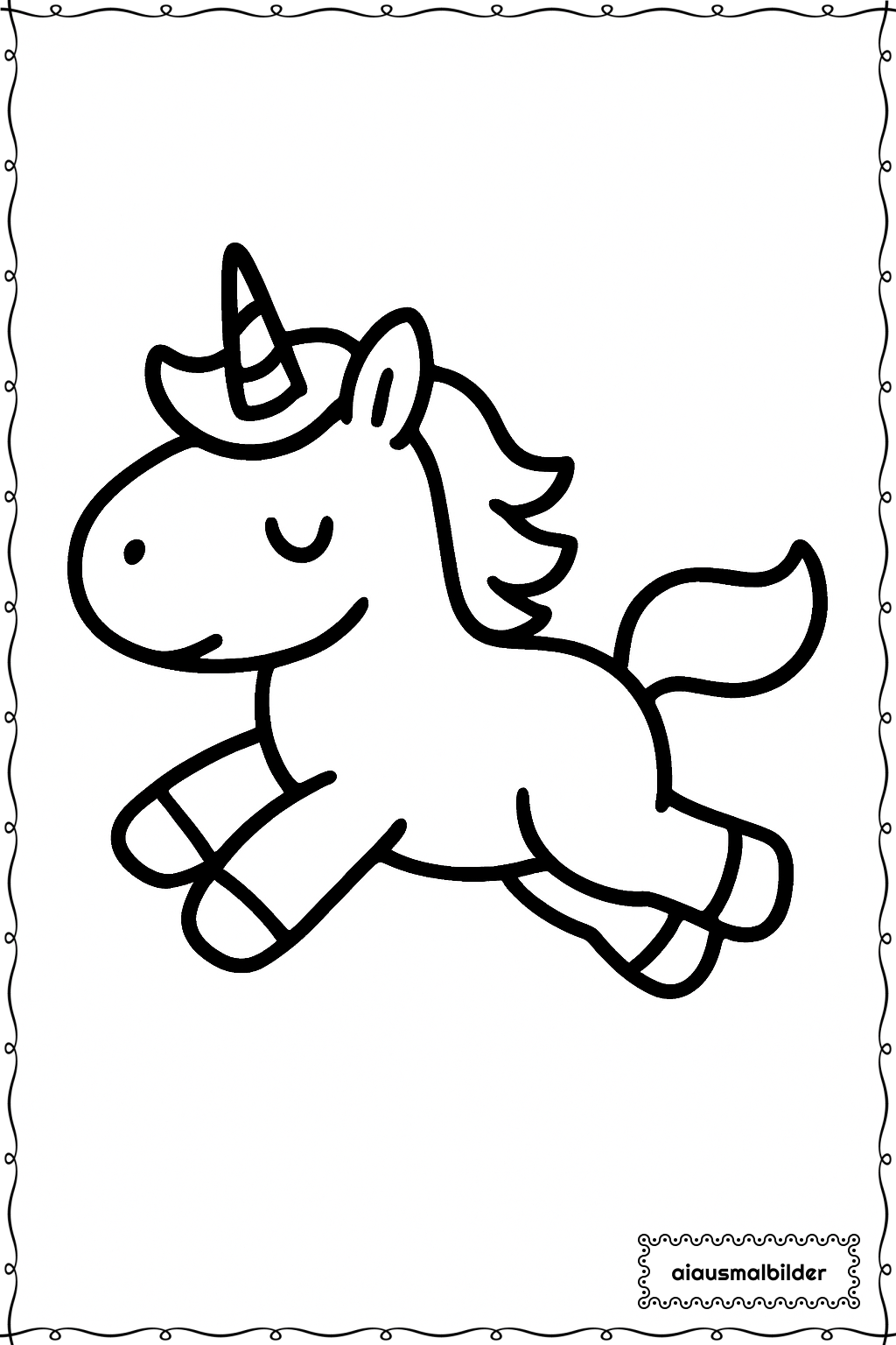  Springendes Einhorn Ausmalseite 