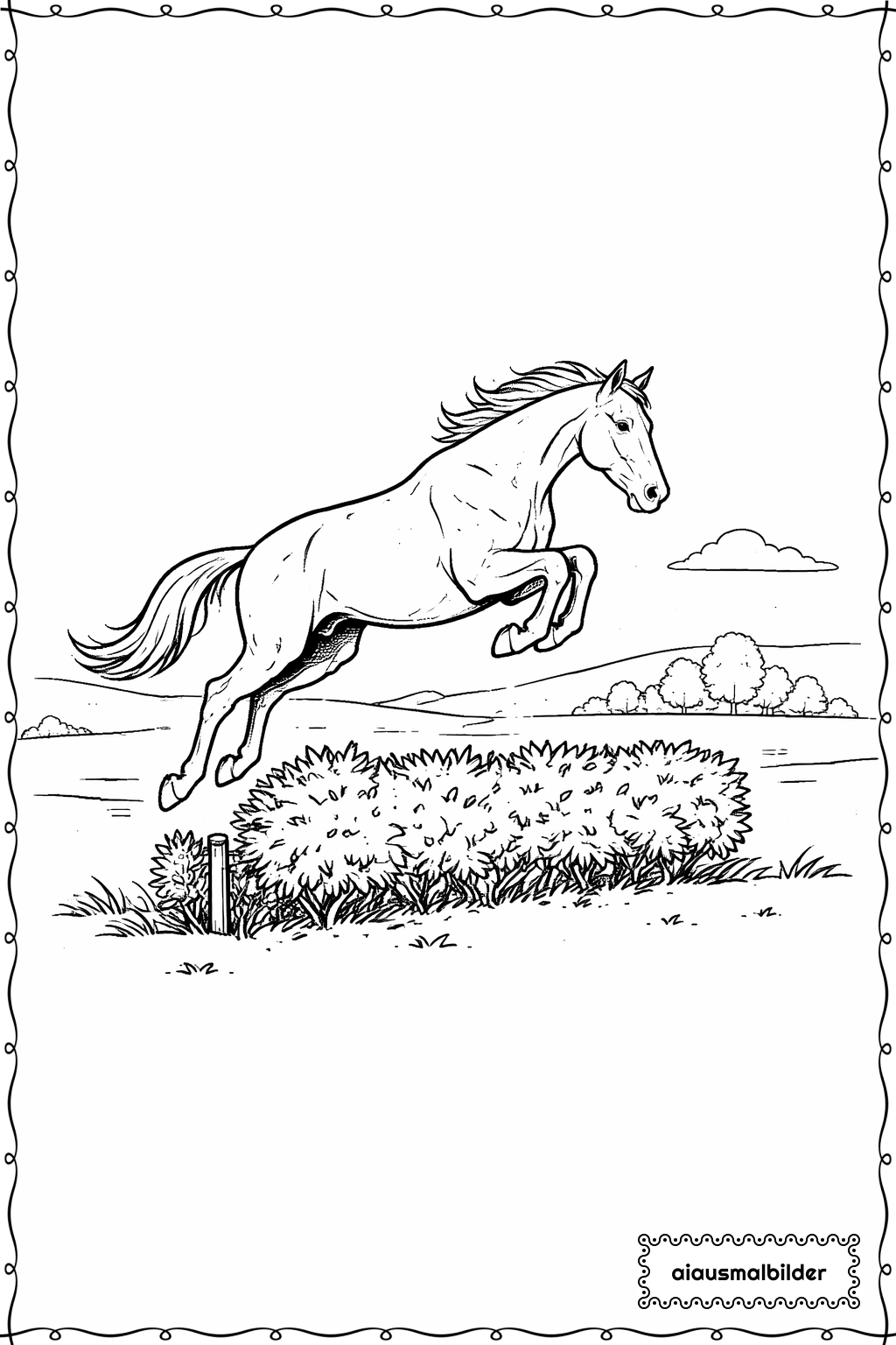 Springendes Pferd Auf Feld Ausmalseite