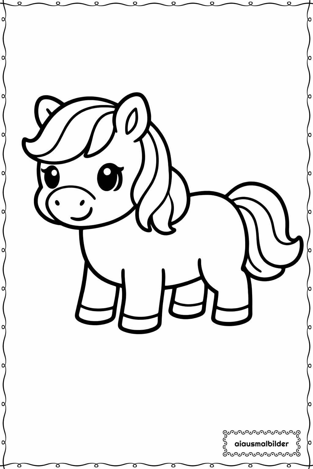 Stehendes Pony Pferd Ausmalseite