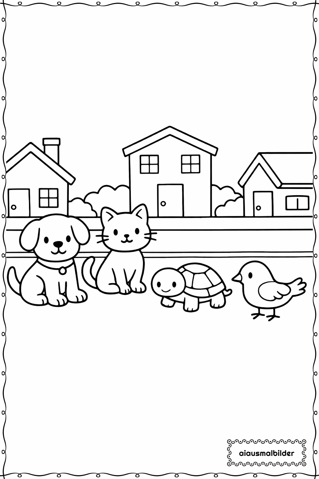 Tiere Auf Der Straße Ausmalseite