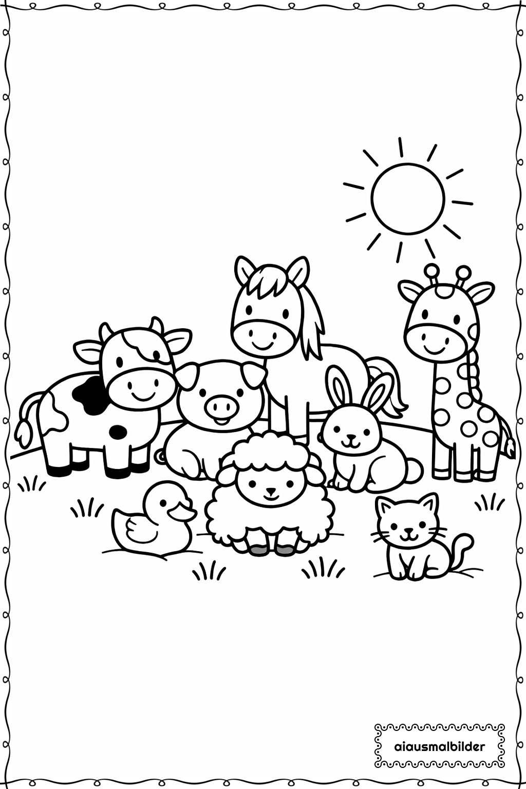 Tiere Auf Der Wiese Ausmalseite