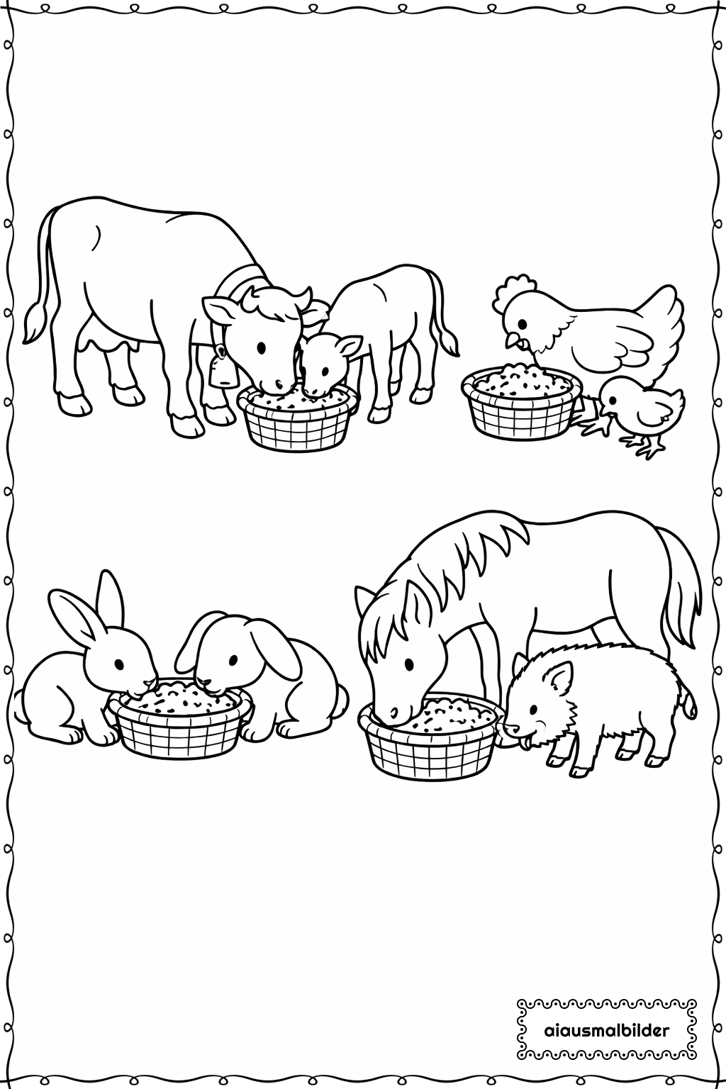 Tiere Beim Füttern Ausmalseite