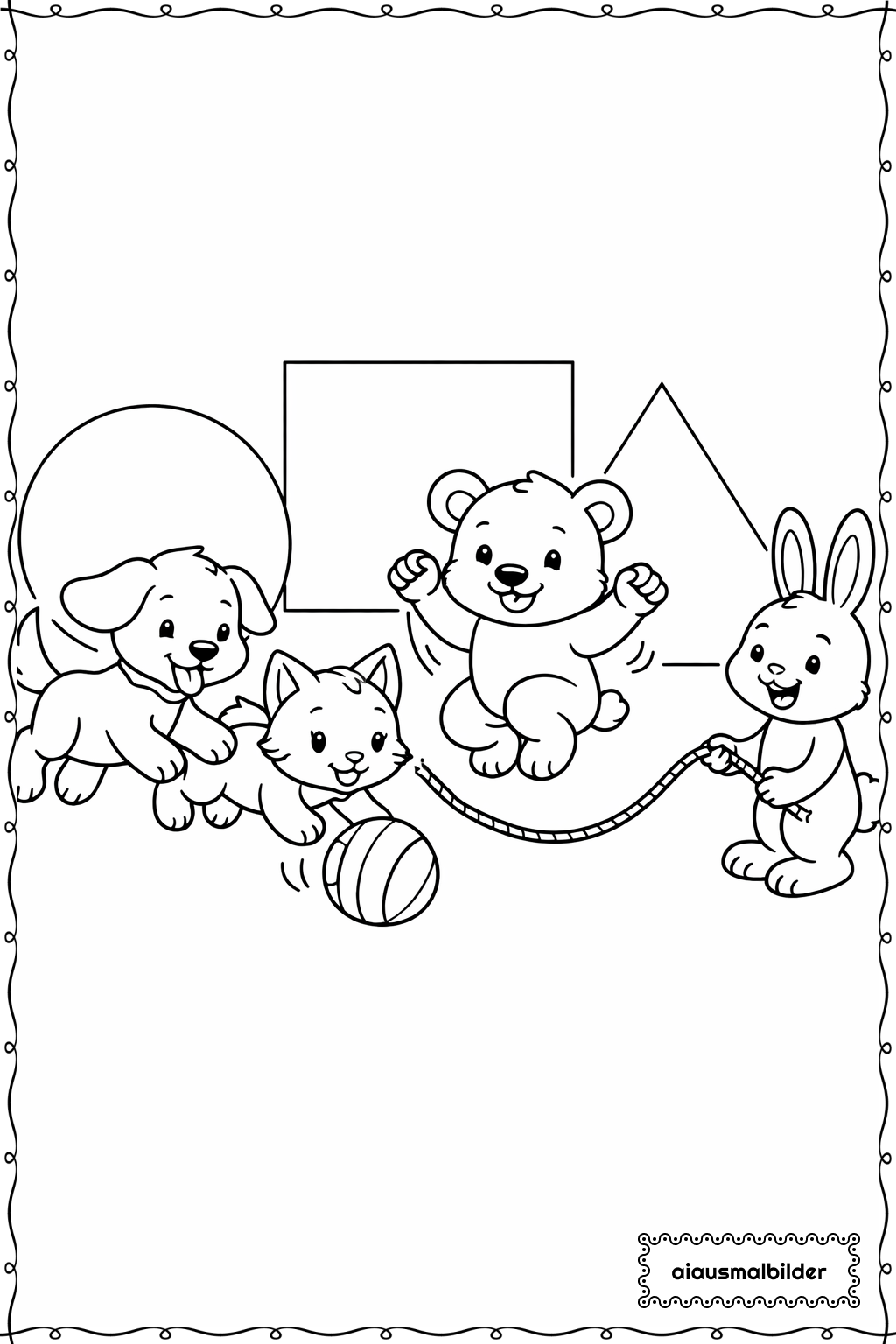 Tiere Beim Spielen Ausmalseite