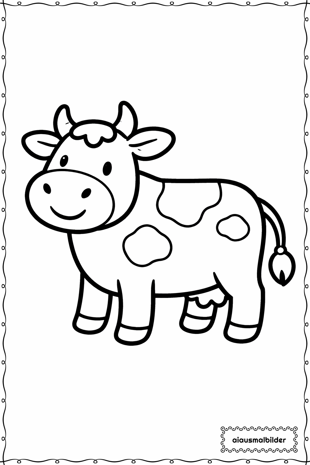 Tiere Glückliche Kuh Ausmalseite