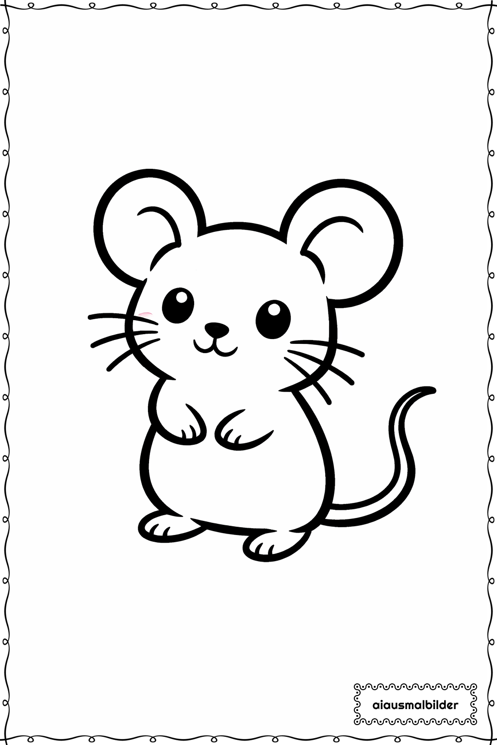 Tiere Neugierige Maus Ausmalseite