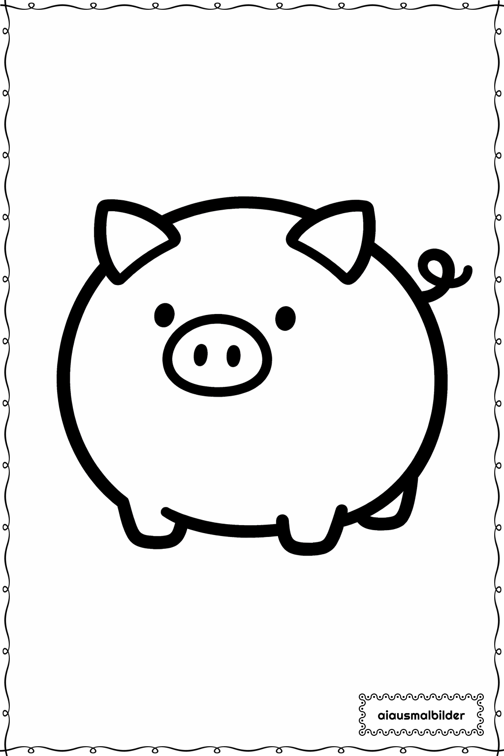 Tiere Rundes Schwein Ausmalseite