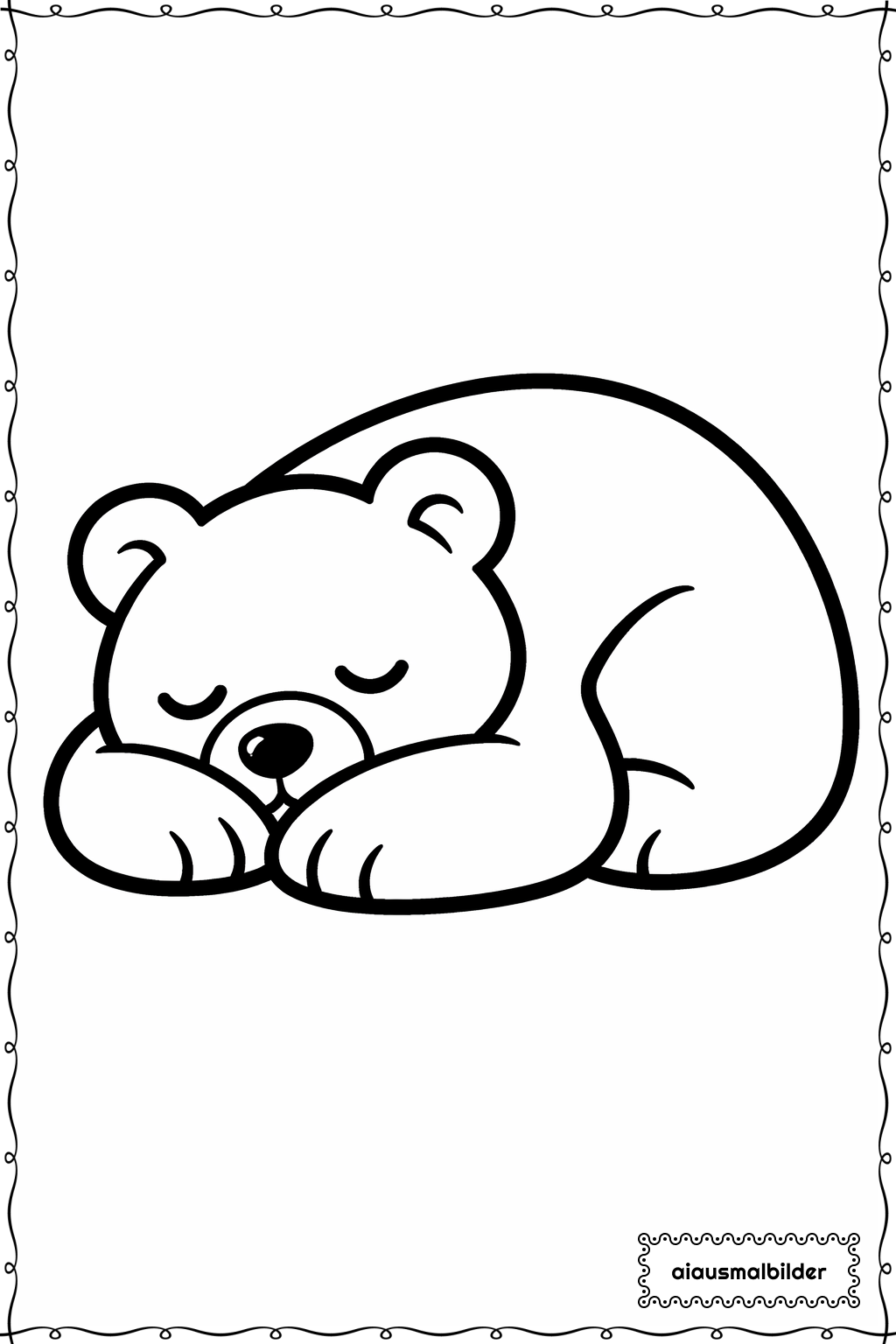 Tiere Schlummernder Bär Ausmalseite