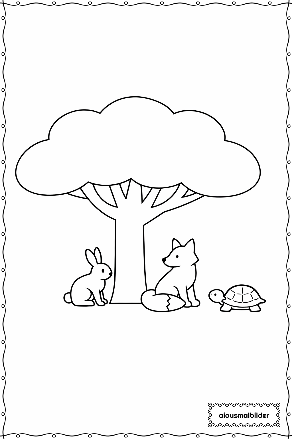 Tiere Unter Dem Baum Ausmalseite