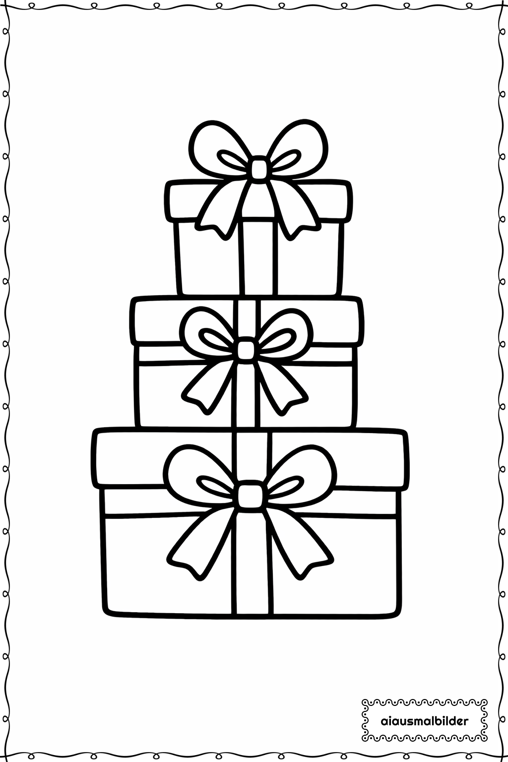  Weihnachten Geschenk Stapel Ausmalseite 